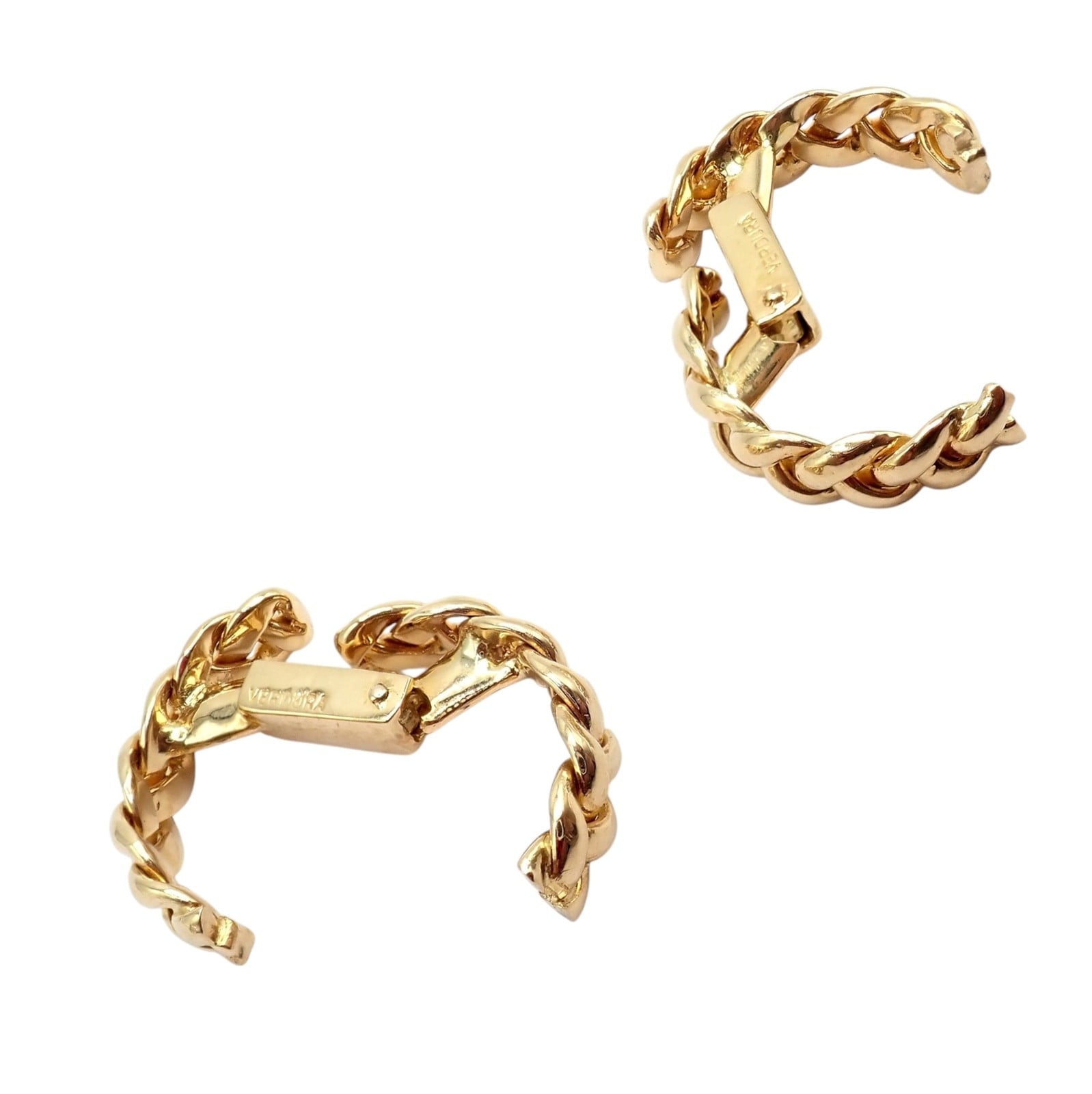 Authentic! Verdura 18k Yellow Gold Classic Rope Stirrup Cufflinks | Fortrove