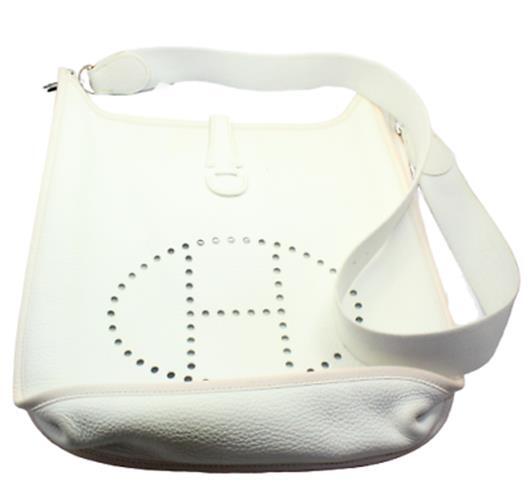 Authentic! Hermes Evelyne Parchment White Clemence Leather PM Handbag Purse | Fortrove