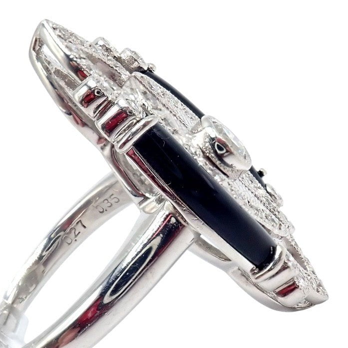 Vintage Estate Platinum Diamond 0.62ctw Onyx Ring sz 7.5 | Fortrove