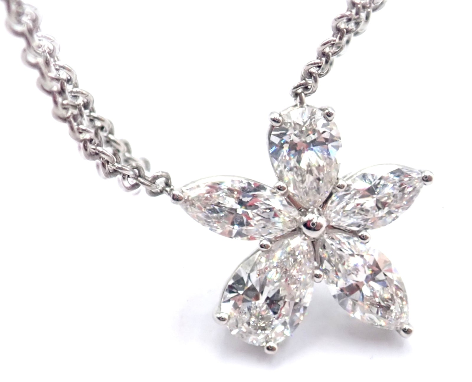Authentic! Tiffany & Co Victoria Platinum Diamond Mixed Cluster Pendant Necklace | Fortrove