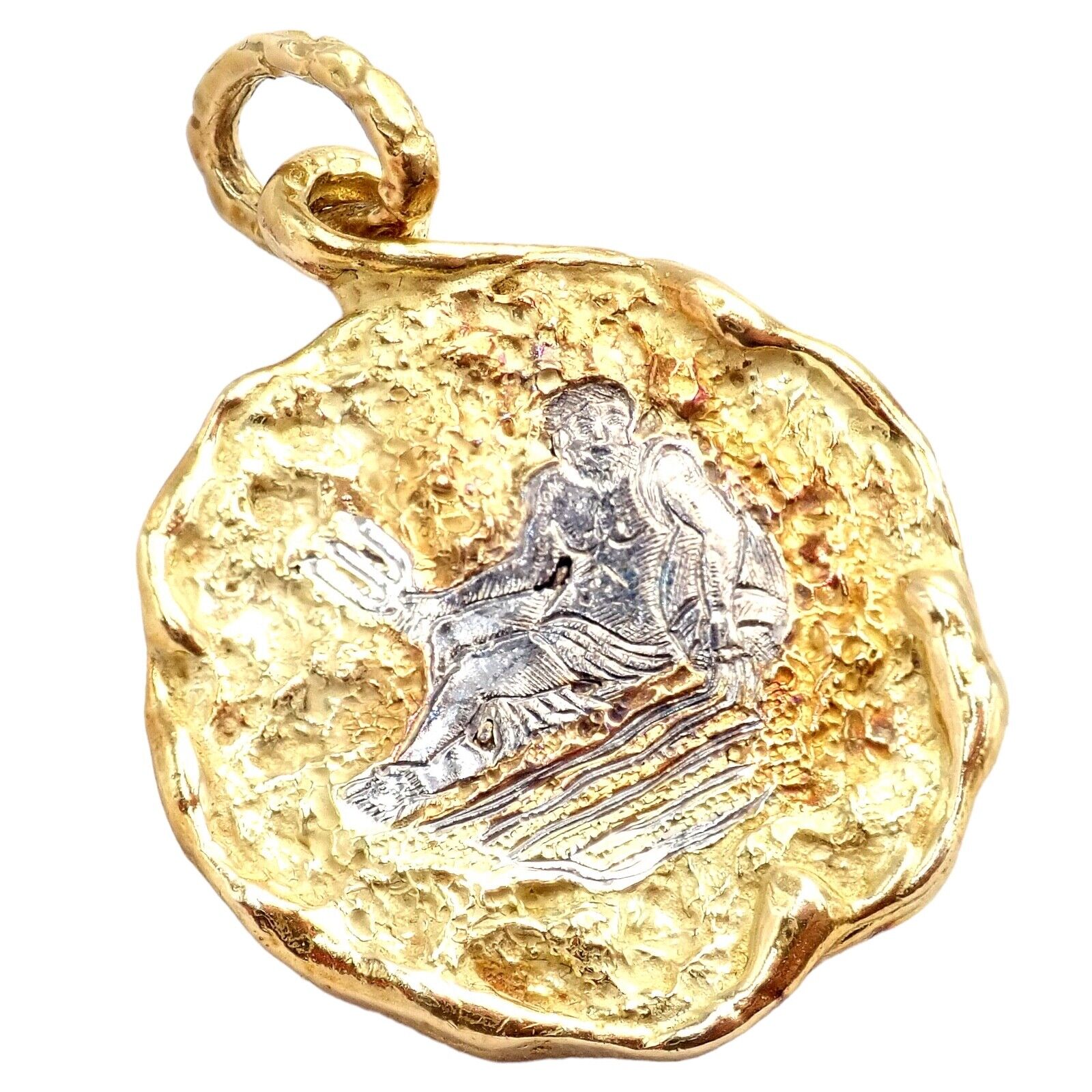 Rare! Vintage Chaumet Paris 18k Yellow Gold Zodiac Aquarius Pendant Medallion | Fortrove