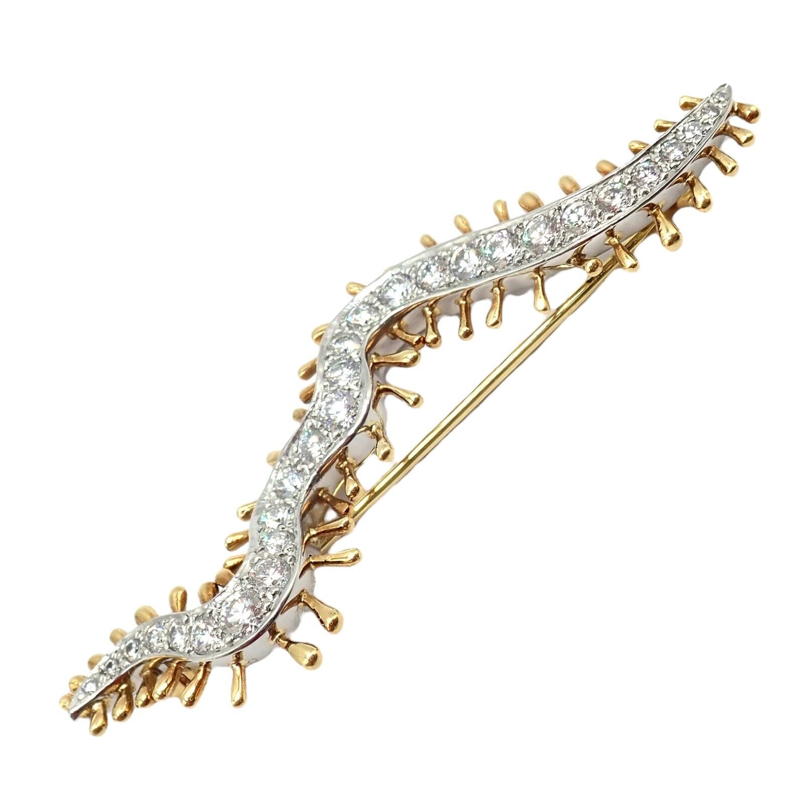 Vintage Tiffany & Co. Platinum 18k Yellow Gold Diamond Centipede Pin Brooch 1988 | Fortrove