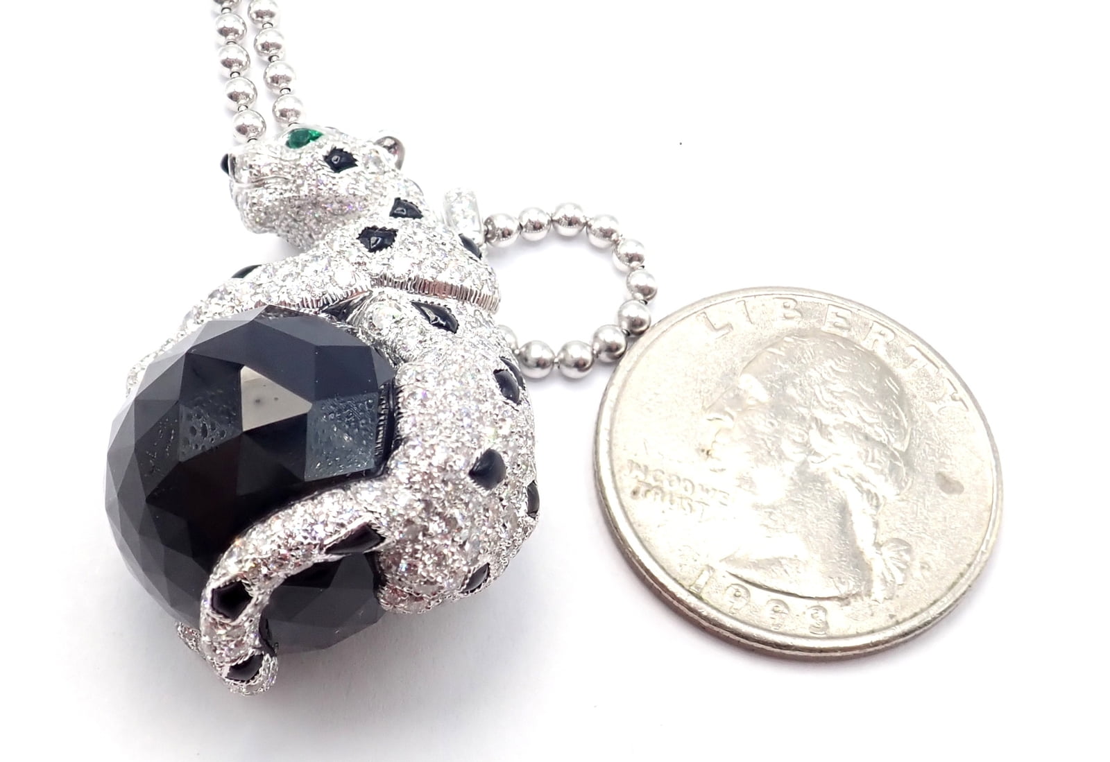 Cartier Jewelry & Watches:Fine Jewelry:Necklaces & Pendants Panthere de Cartier Panther 18k Gold Diamond Emerald Onyx Pendant Necklace Paper
