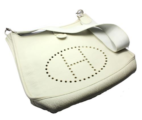 Authentic! Hermes Evelyne Parchment White Clemence Leather GM Handbag Purse | Fortrove