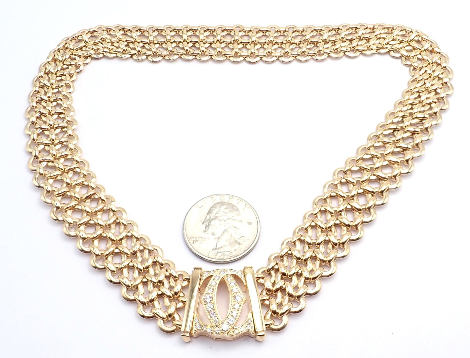 Cartier Jewelry & Watches:Fine Jewelry:Necklaces & Pendants Authentic! Cartier Penelope 18k Yellow Gold Diamond Double C Three Row Necklace