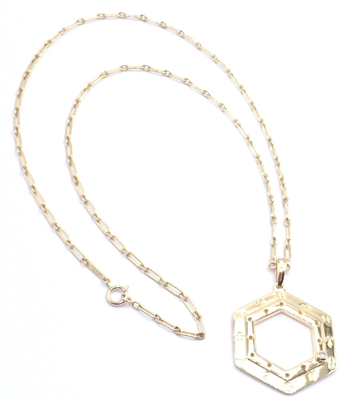 Vintage Cartier Zodiac 18k Yellow Gold Diamond Pendant Link Chain Necklace | Fortrove