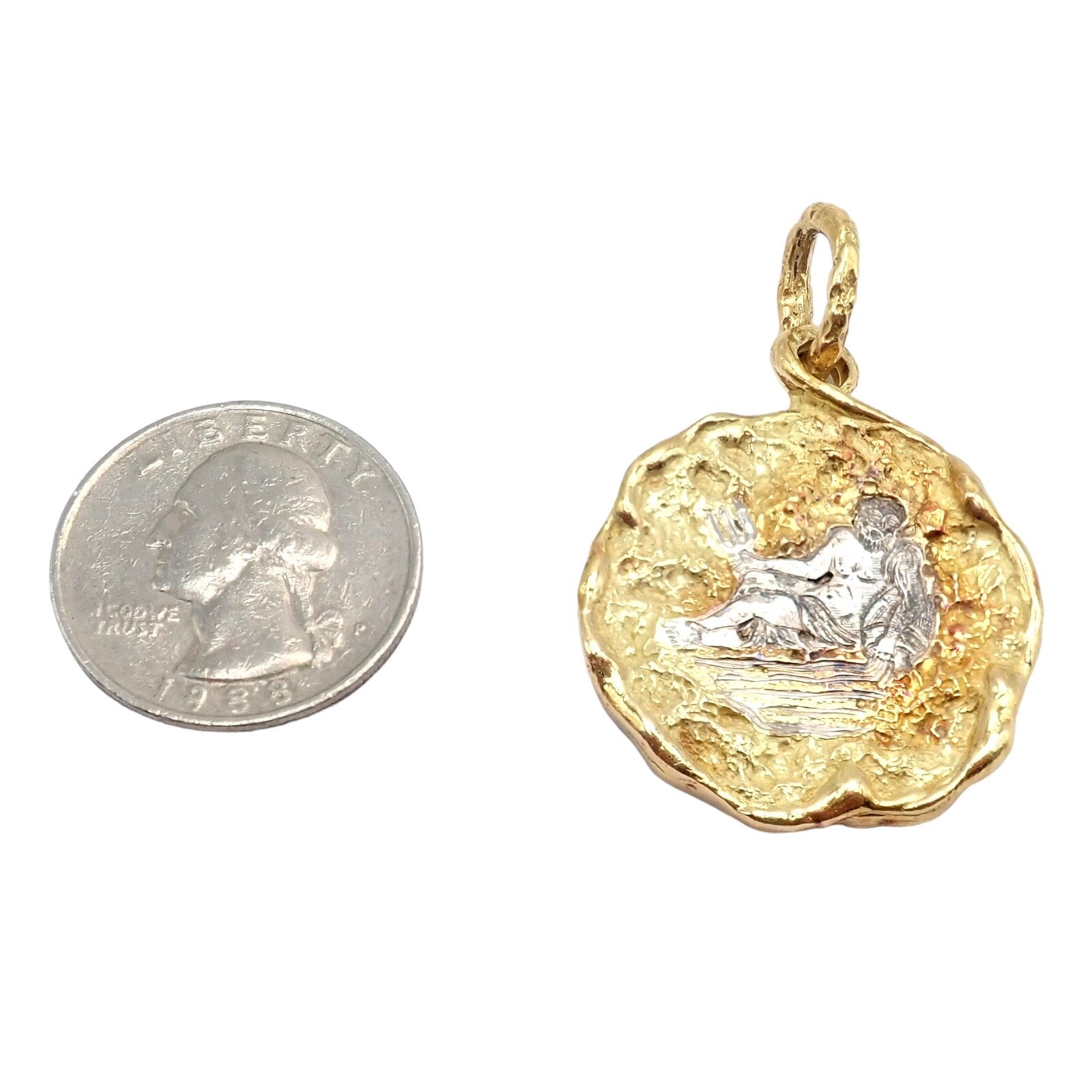 Chaumet Jewelry & Watches:Fine Jewelry:Necklaces & Pendants Rare! Vintage Chaumet Paris 18k Yellow Gold Zodiac Aquarius Pendant Medallion