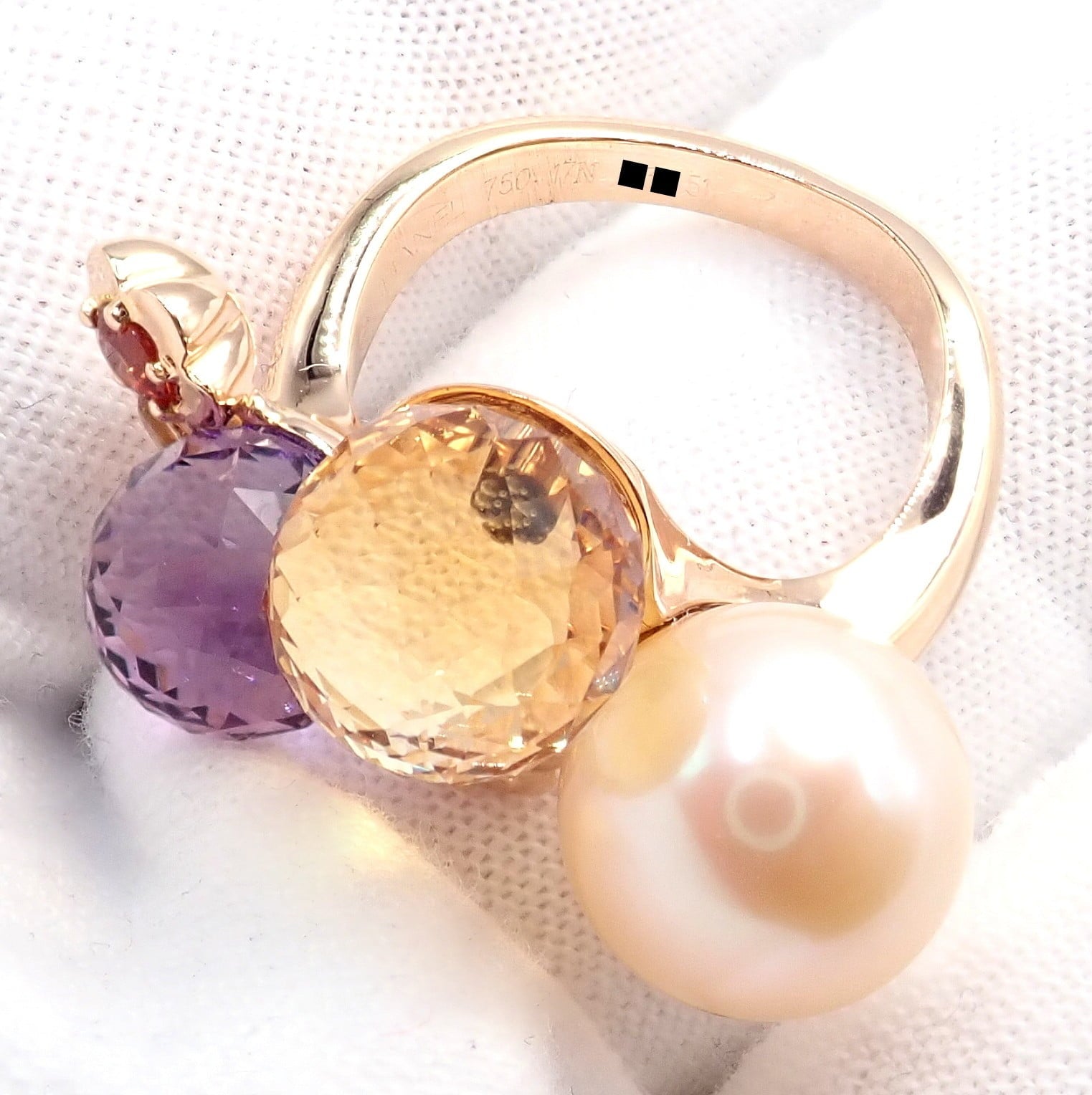 CHANEL Jewelry & Watches:Fine Jewelry:Rings Chanel Mademoiselle 18k Rose Gold Diamond Amethyst Citrine Ring sz 5.75