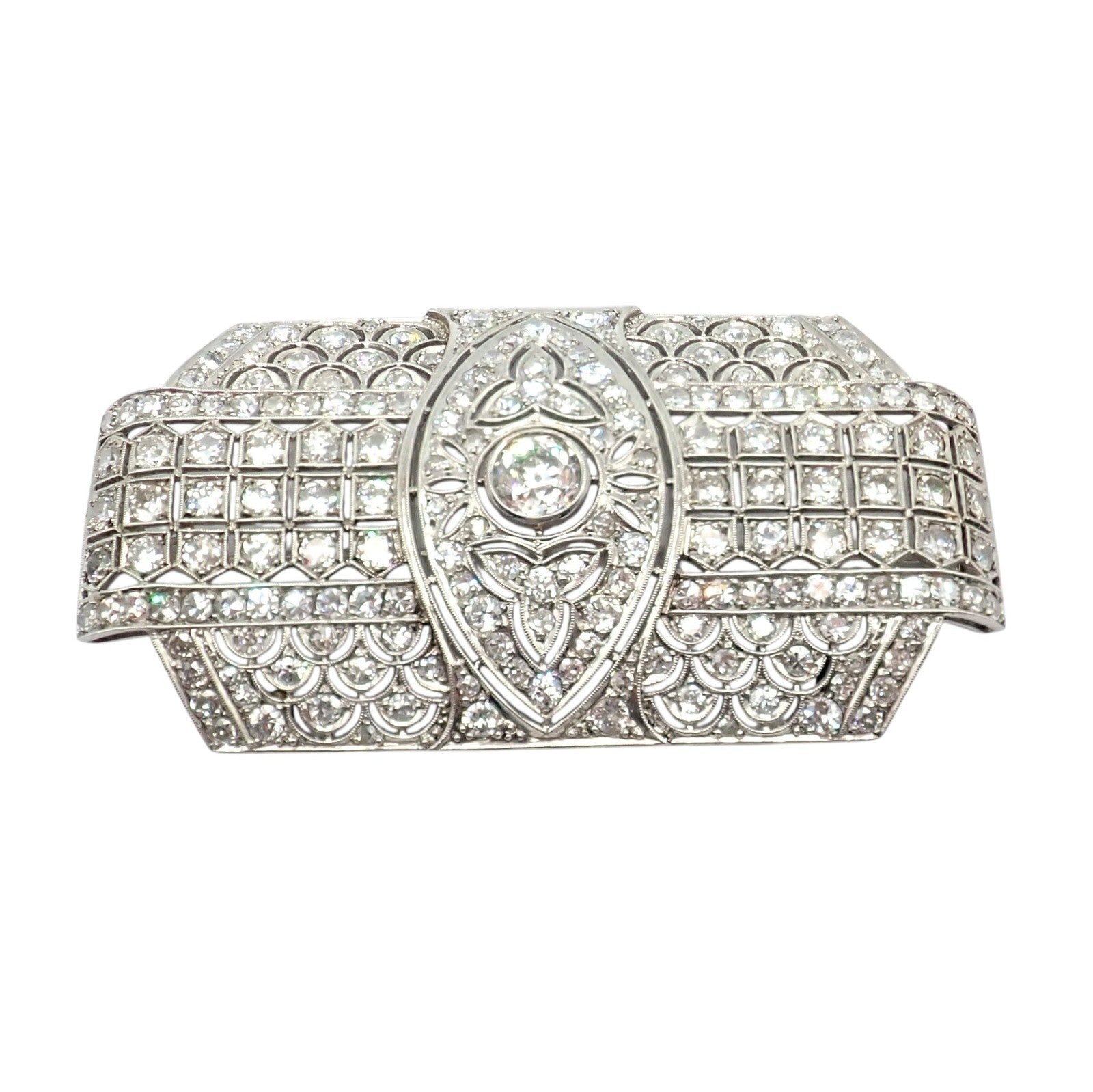Estate Jewelry & Watches:Fine Jewelry:Brooches & Pins Vintage Estate Antique Art Deco Platinum 5.80ctw Diamond Pin Brooch
