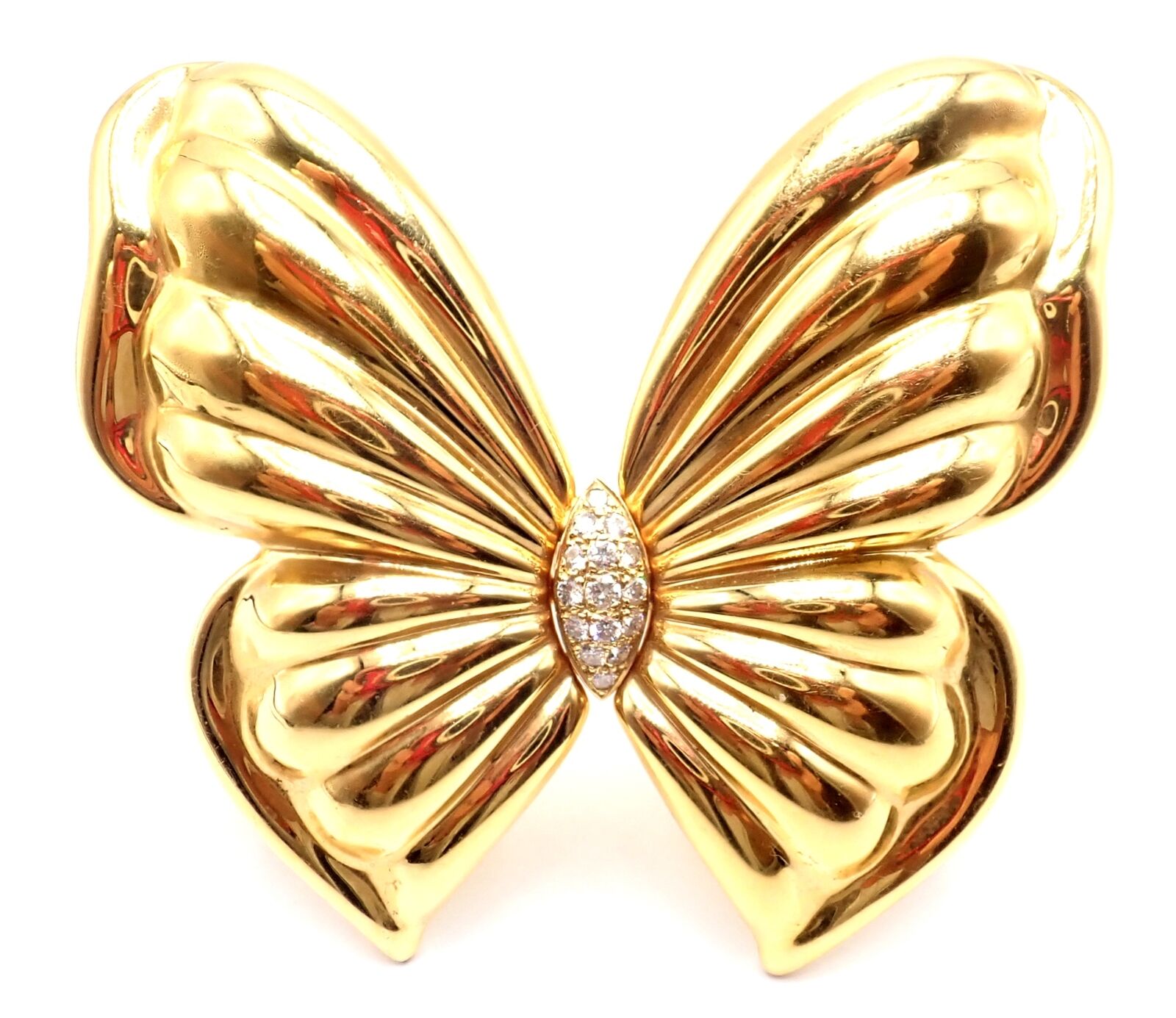 Authentic! Van Cleef & Arpels 18k Yellow Gold Extra Large Butterfly Pin Brooch | Fortrove