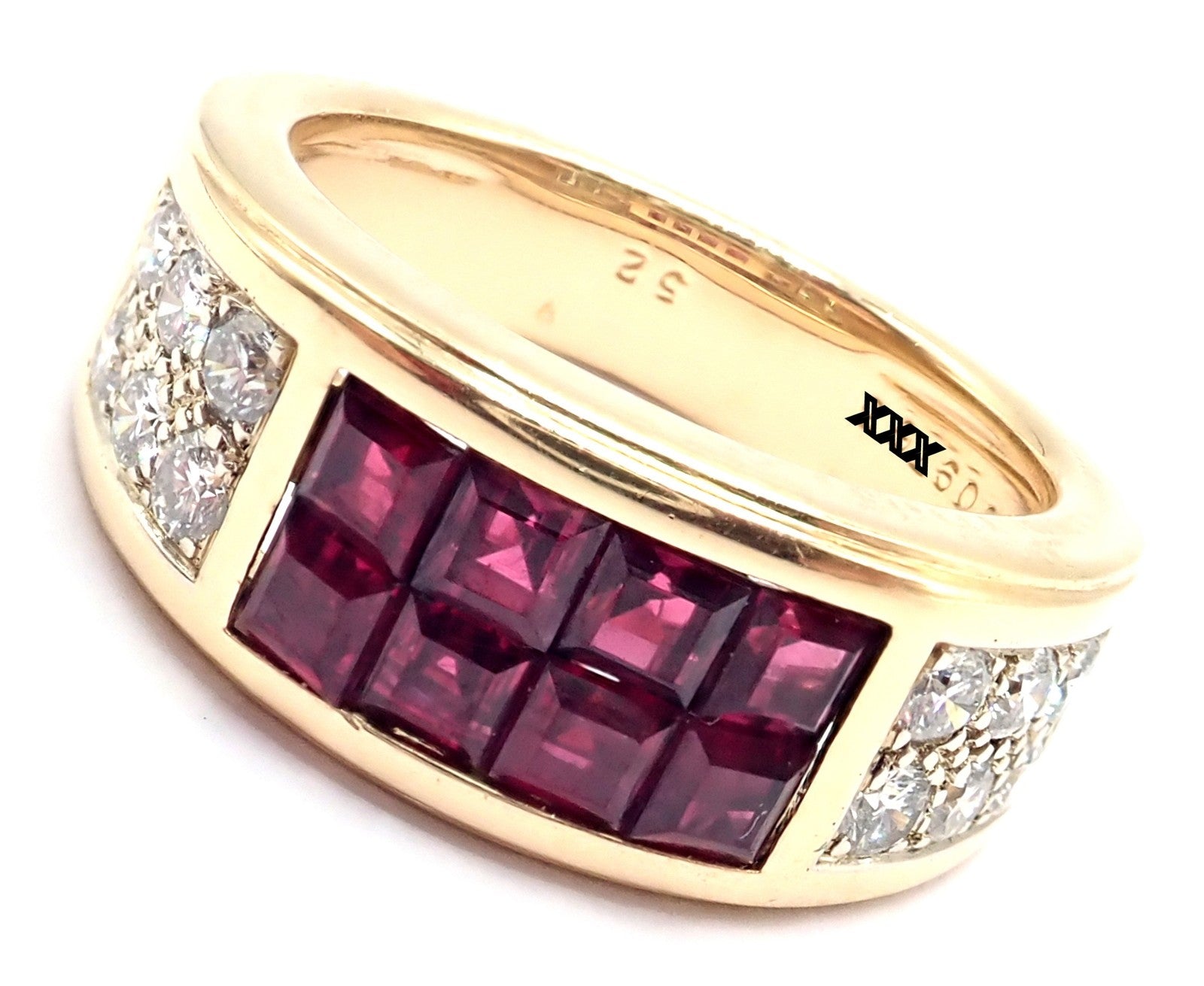 Authentic Cartier Diabolo 18k Yellow Gold Diamond Invisible Ruby Band Ring | Fortrove