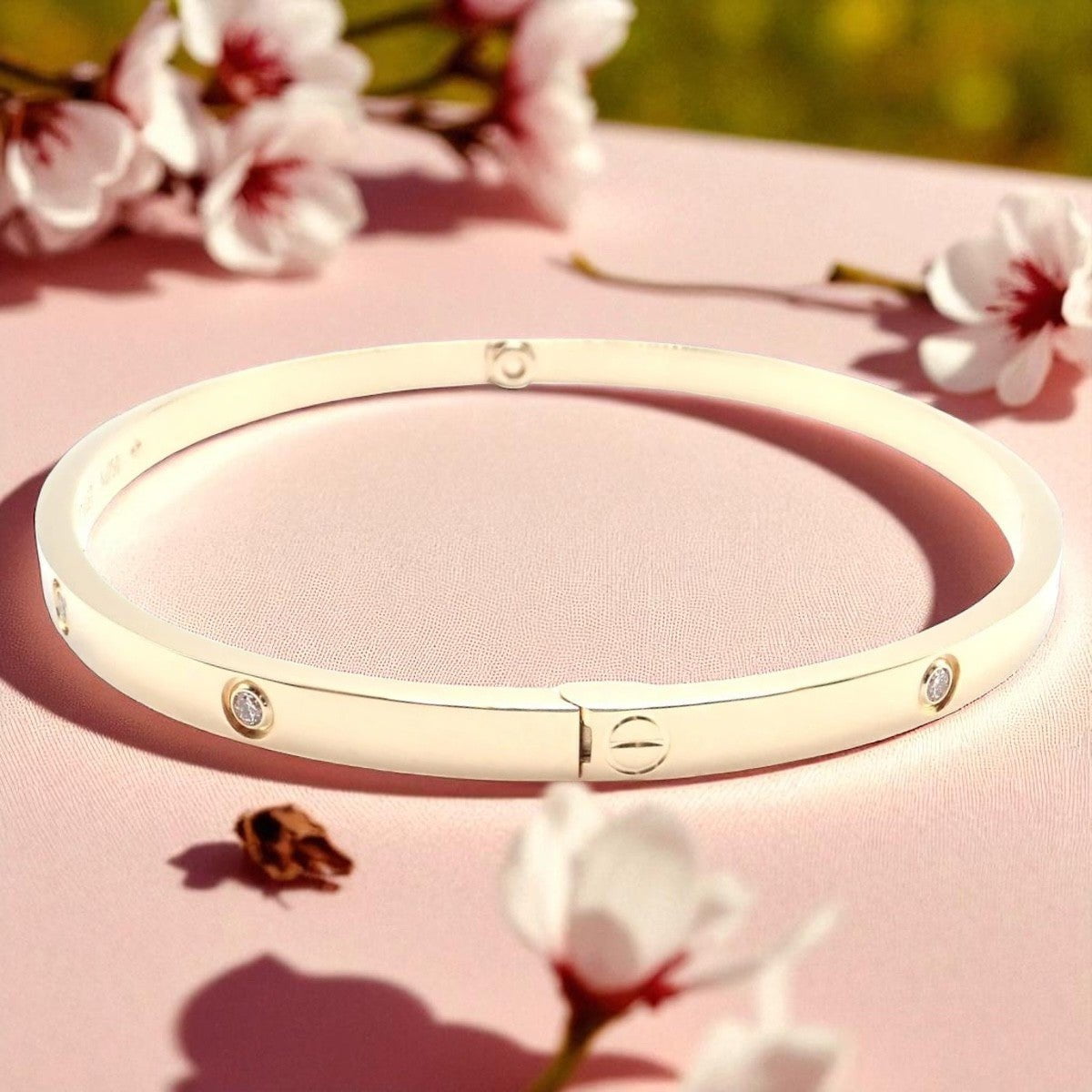 Cartier Jewelry & Watches:Fine Jewelry:Bracelets & Charms Cartier Love 18k Yellow Gold 10 Diamond Small Model Bangle Bracelet Sz 19 Cert.