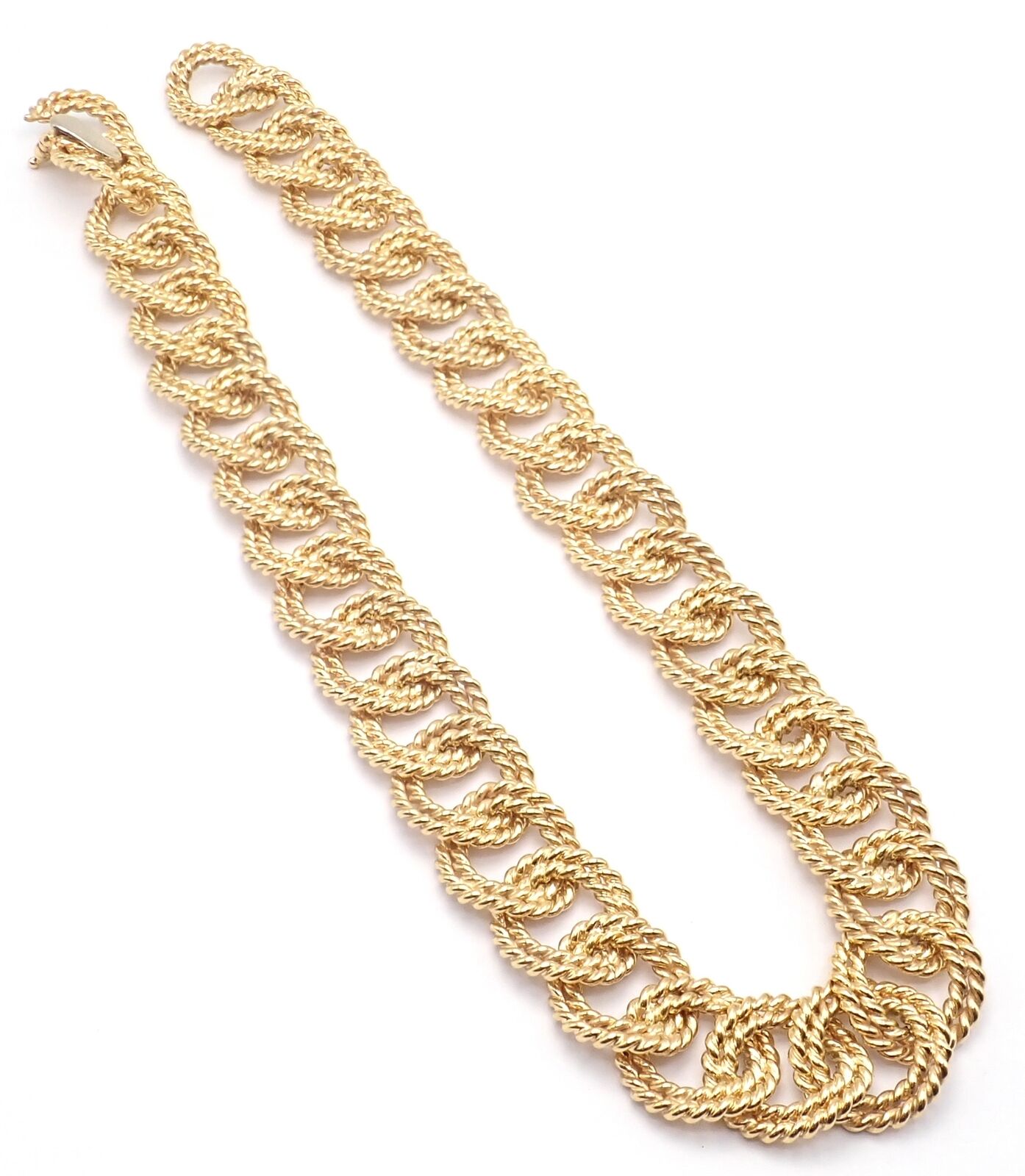 Rare! Authentic Verdura 18k Yellow Gold Rope Link Choker Necklace | Fortrove