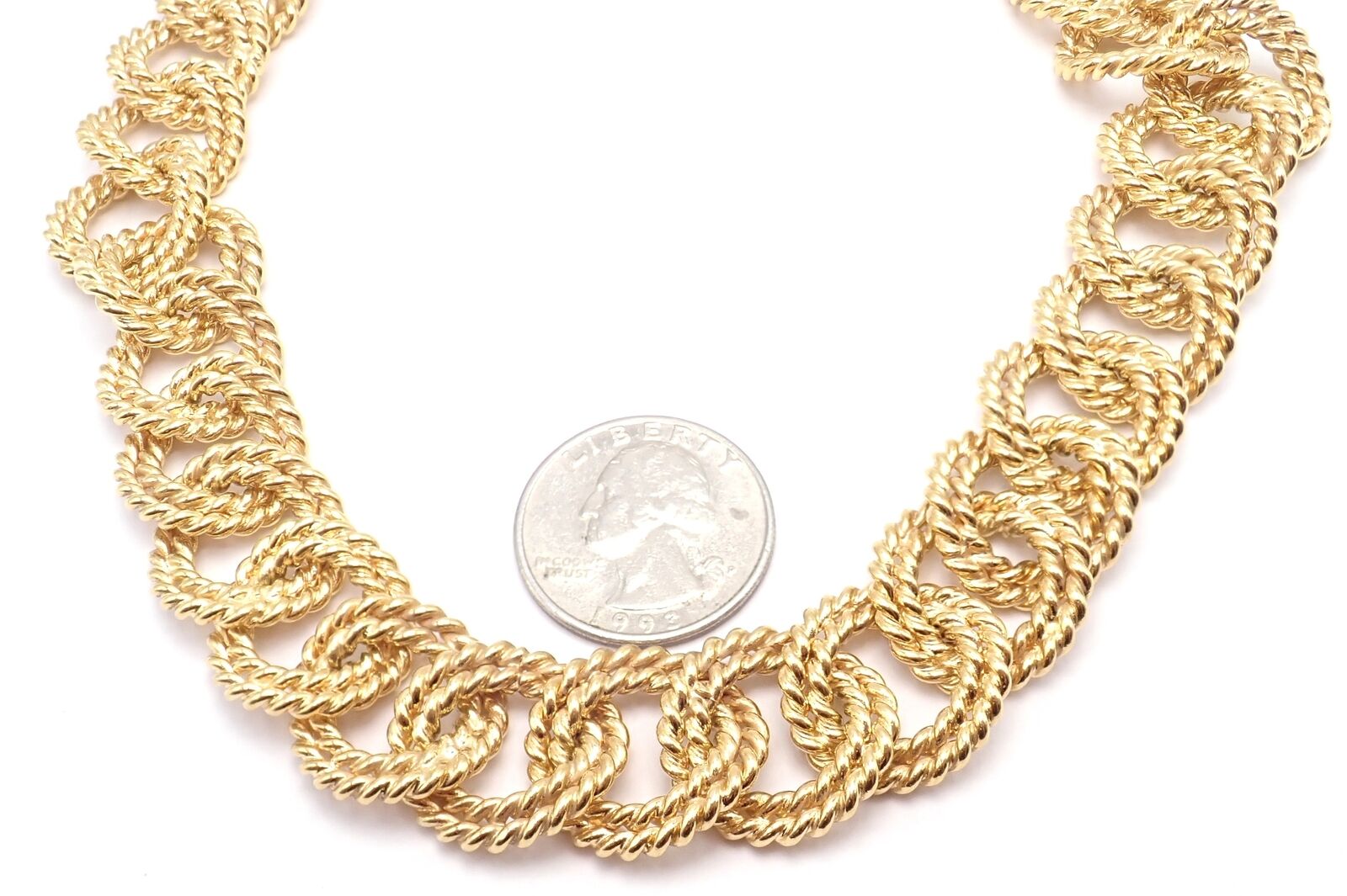 Rare! Authentic Verdura 18k Yellow Gold Rope Link Choker Necklace | Fortrove