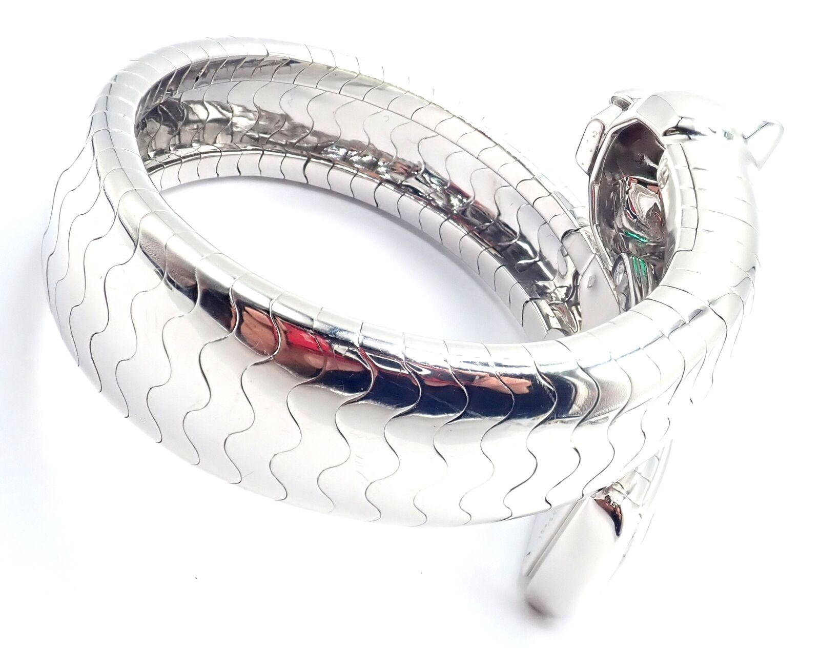 Cartier Panther Panthere 18k White Gold Lakarda Bangle Bracelet Watch Paper | Fortrove
