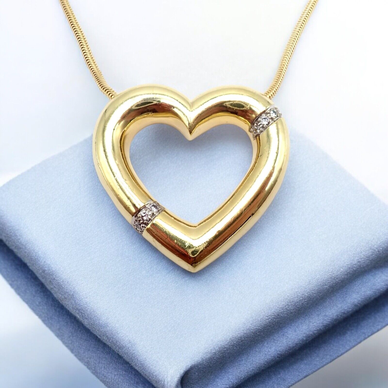 Vintage Tiffany & Co Picasso 18k Yellow Gold Diamond Large Heart Necklace | Fortrove
