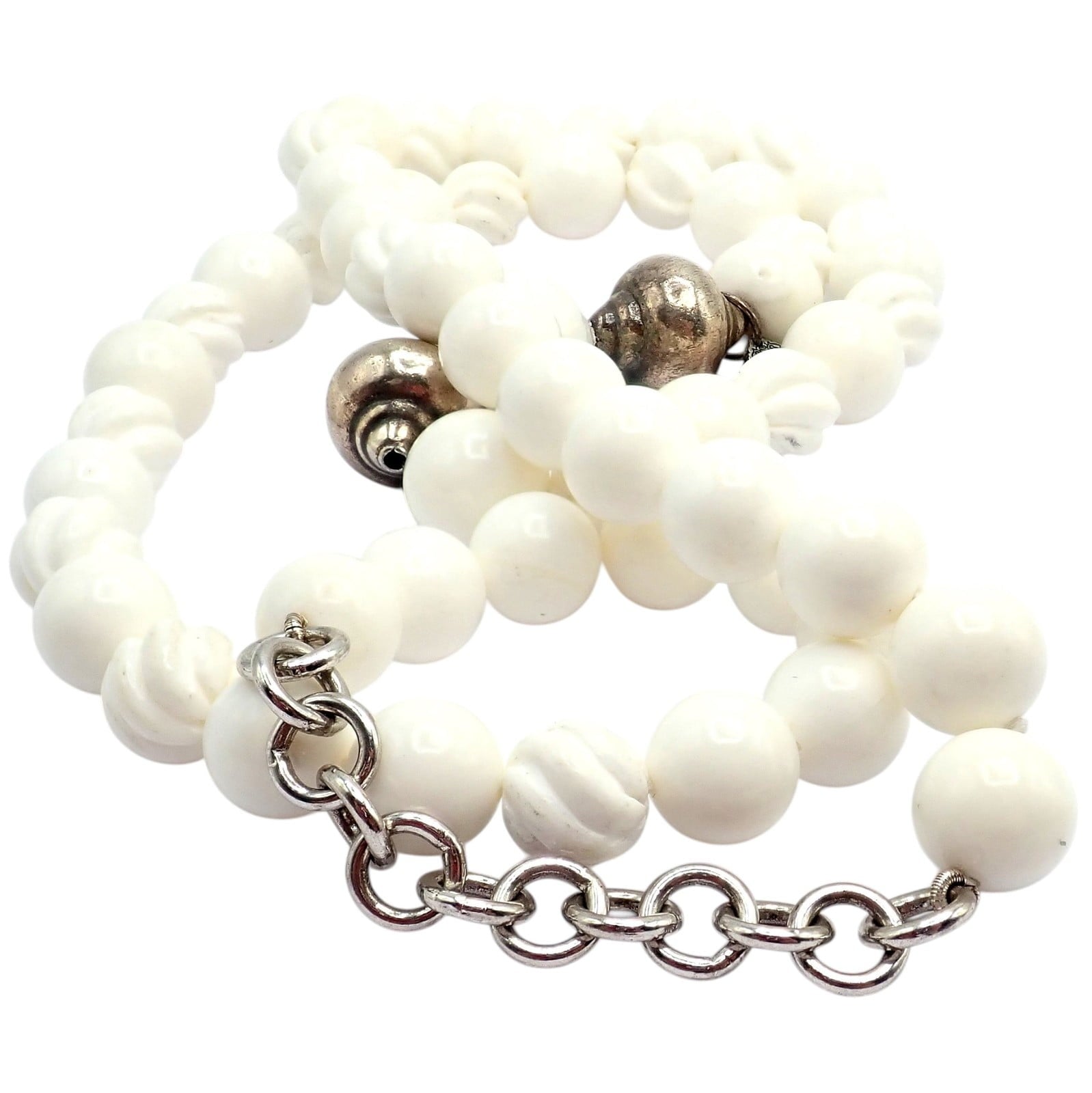 Buccellati Jewelry & Watches:Fine Jewelry:Necklaces & Pendants Rare! Vintage Mario Buccellati Free Time Silver Large White Stone Necklace 31"
