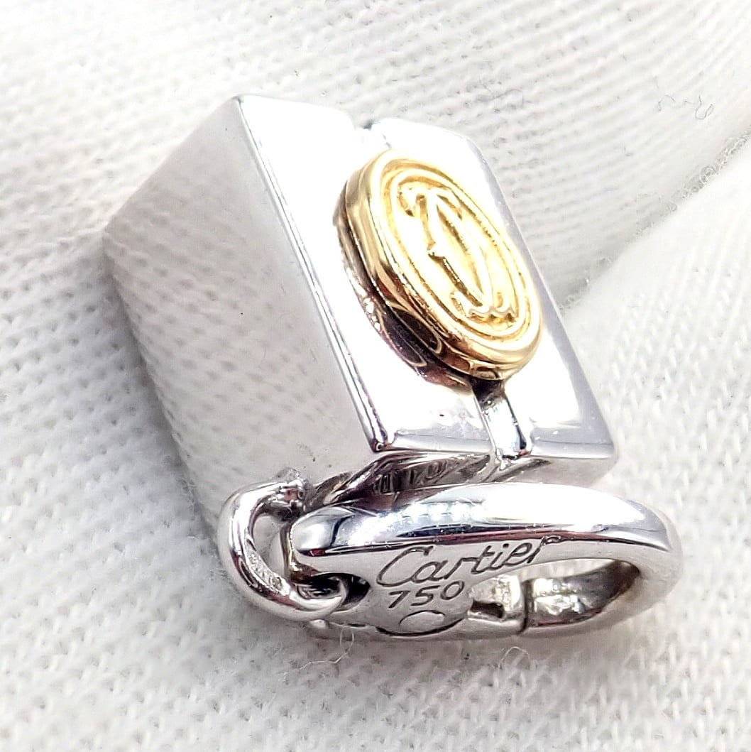 Cartier Jewelry & Watches:Fine Jewelry:Necklaces & Pendants Authentic! Vintage Cartier 18k Yellow White Gold Gift Box Double C Charm Pendant