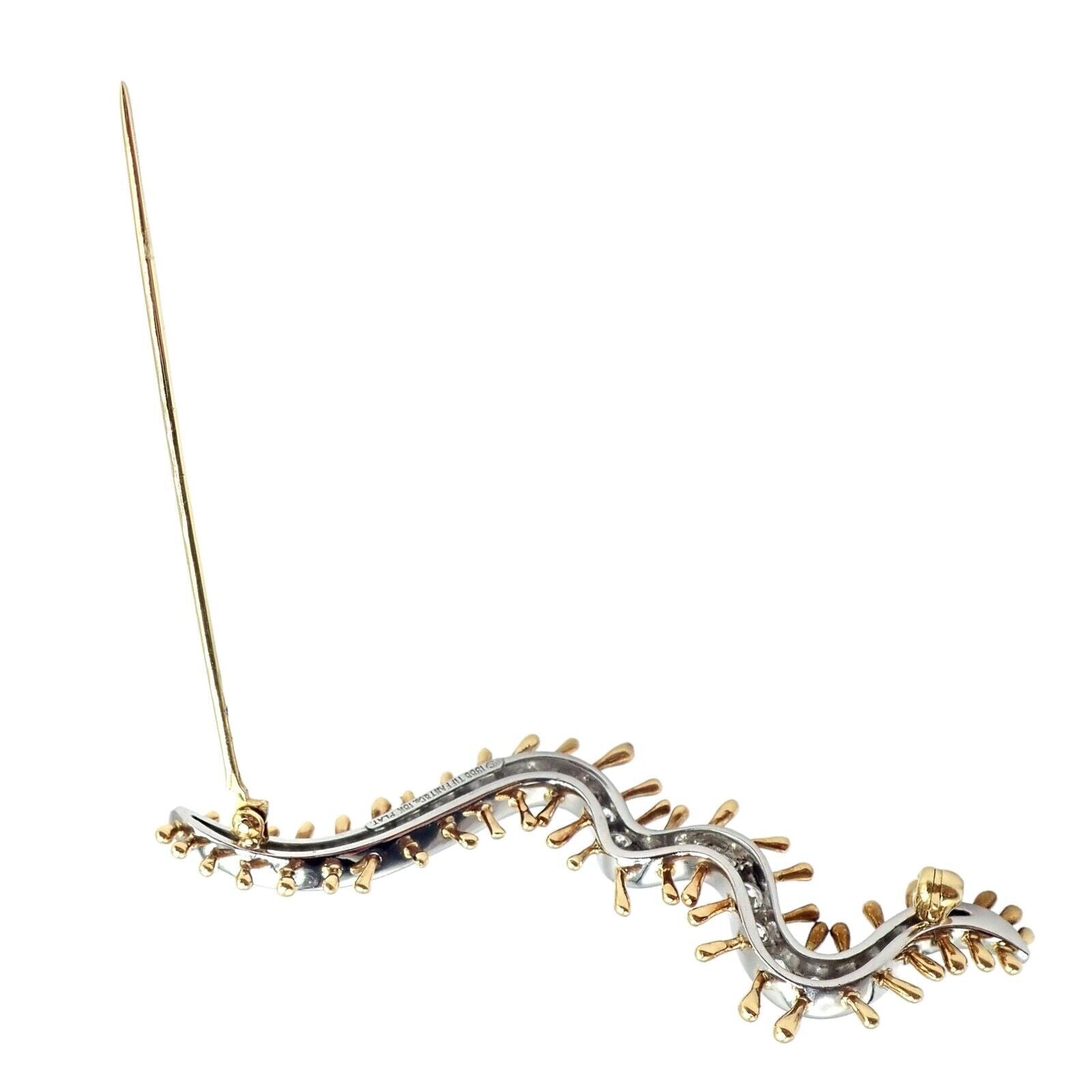 Vintage Tiffany & Co. Platinum 18k Yellow Gold Diamond Centipede Pin Brooch 1988 | Fortrove