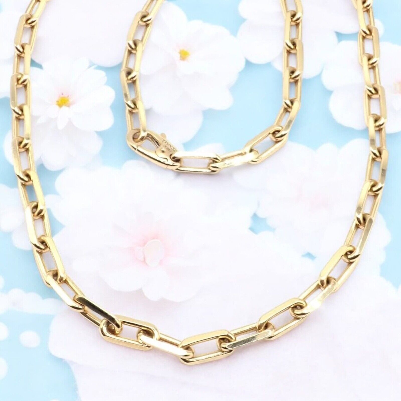 Authentic! Cartier Santos 18k Yellow Gold Link Chain Necklace 22" Cert. | Fortrove