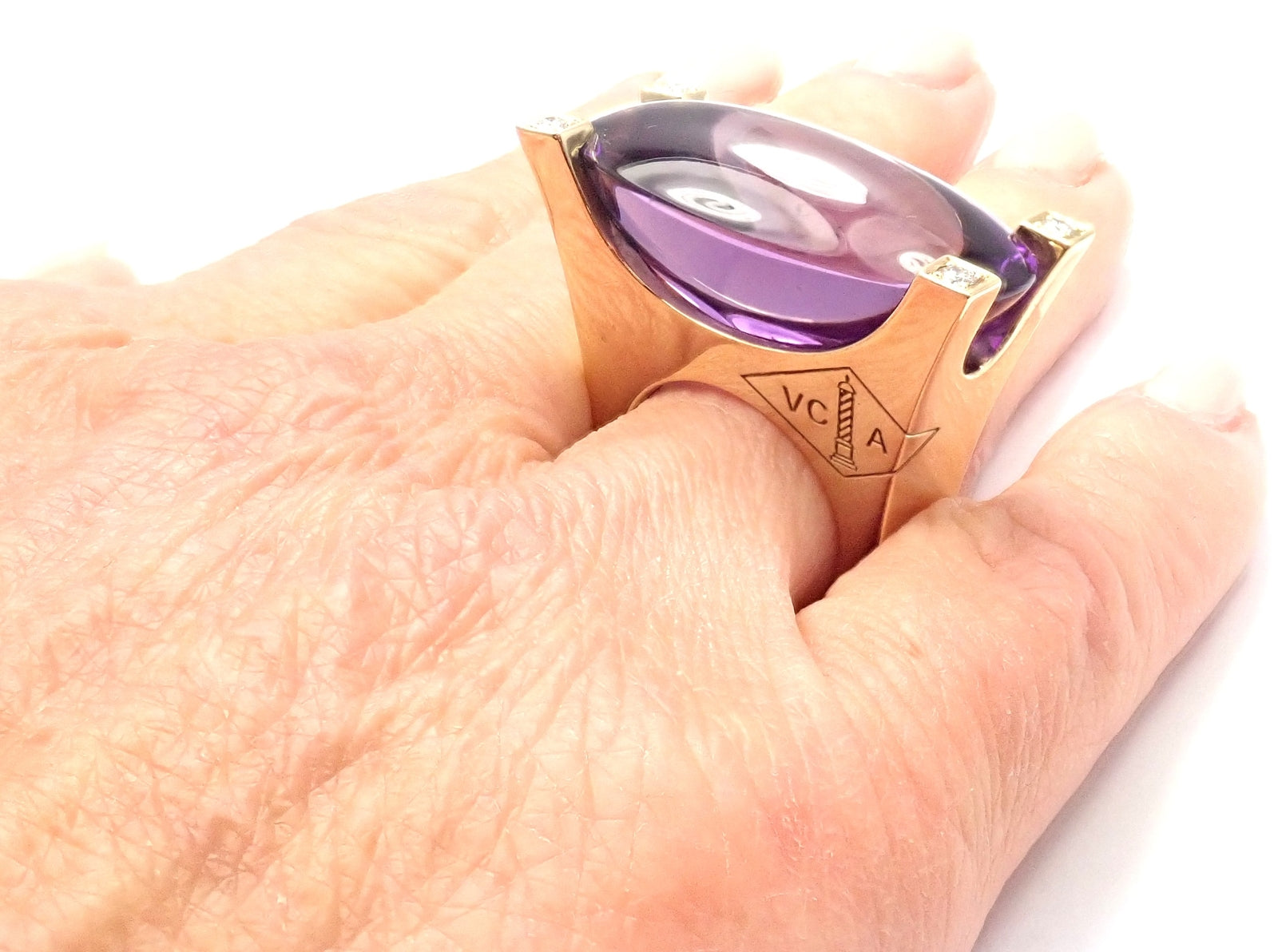 Van Cleef & Arpels Electra 18k Yellow Gold Diamond Large Amethyst Ring Paper | Fortrove