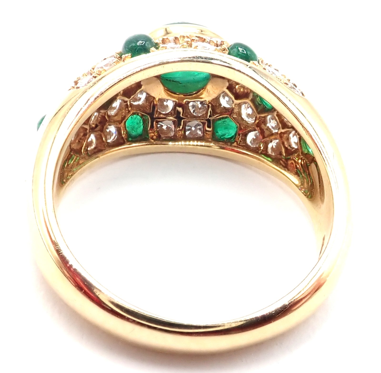 Authentic! Vintage Cartier Panthere 18k Yellow Gold Diamond Emerald Ring | Fortrove