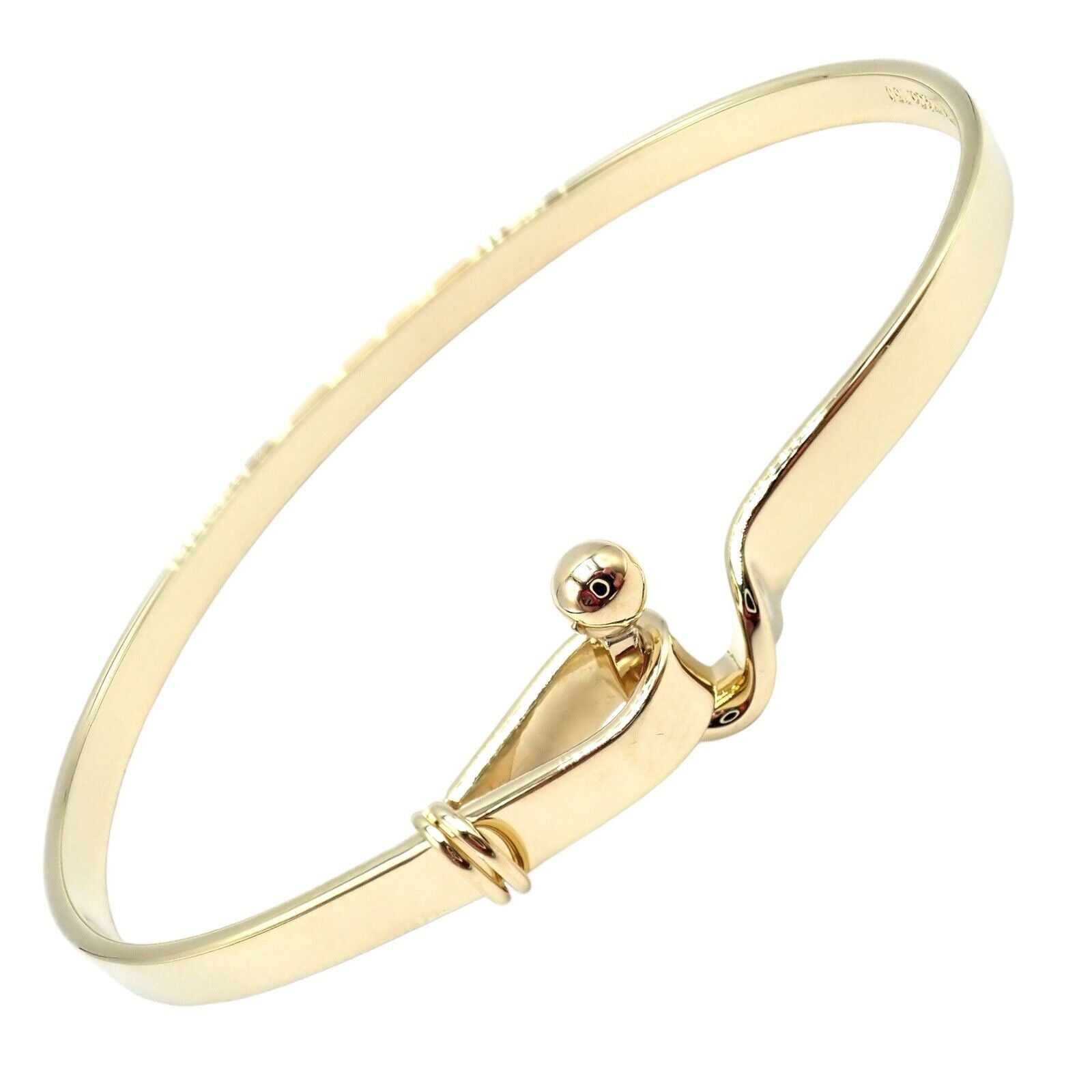 Authentic! Tiffany & Co. 18k Yellow Gold Hook Eye Bangle Bracelet