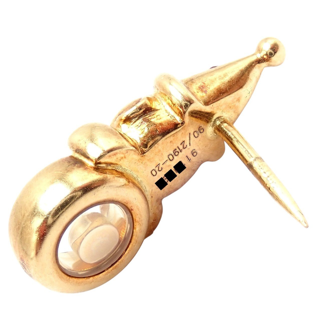 Authentic! Chopard 18k Yellow Gold Clown Happy Diamond Ruby Sapphire Pin Brooch | Fortrove