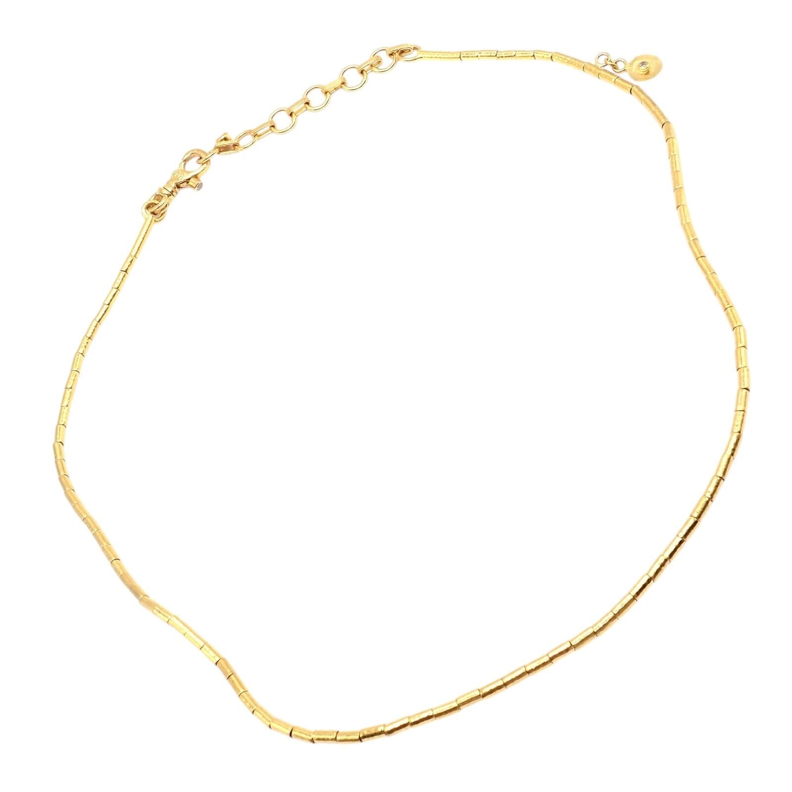 Authentic! Gurhan 24k Yellow Gold Diamond Lentil Necklace | Fortrove