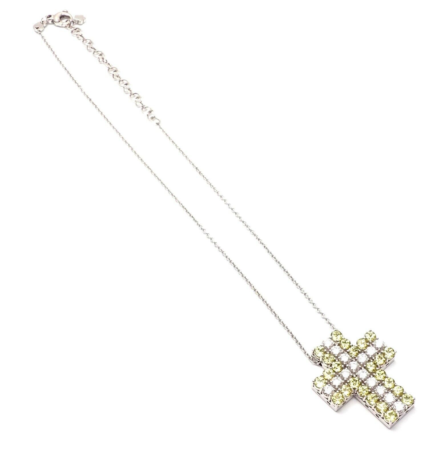 Pasquale Bruni Jewelry & Watches:Fine Jewelry:Necklaces & Pendants New! Authentic Pasquale Bruni 18k White Gold Diamond Peridot Cross Necklace