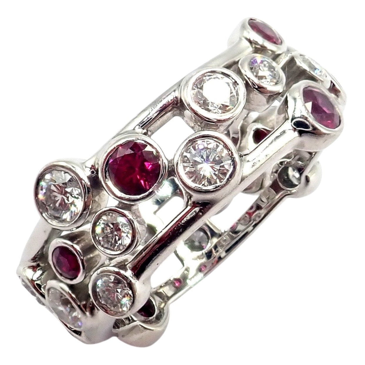 Tiffany & Co. Jewelry & Watches:Fine Jewelry:Rings Authentic! Tiffany & Co Platinum Diamond Ruby Bubbles Band Ring Size 5.5