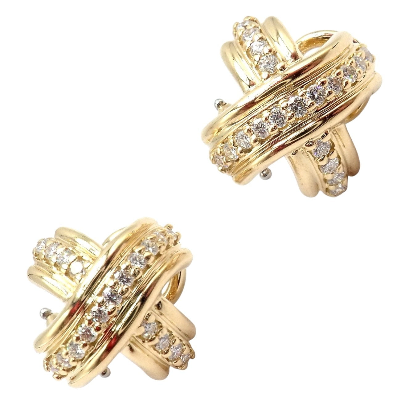 Tiffany & Co. Jewelry & Watches:Fine Jewelry:Earrings Authentic! Tiffany & Co 18k Yellow Gold Classic Signature X Diamond Earrings