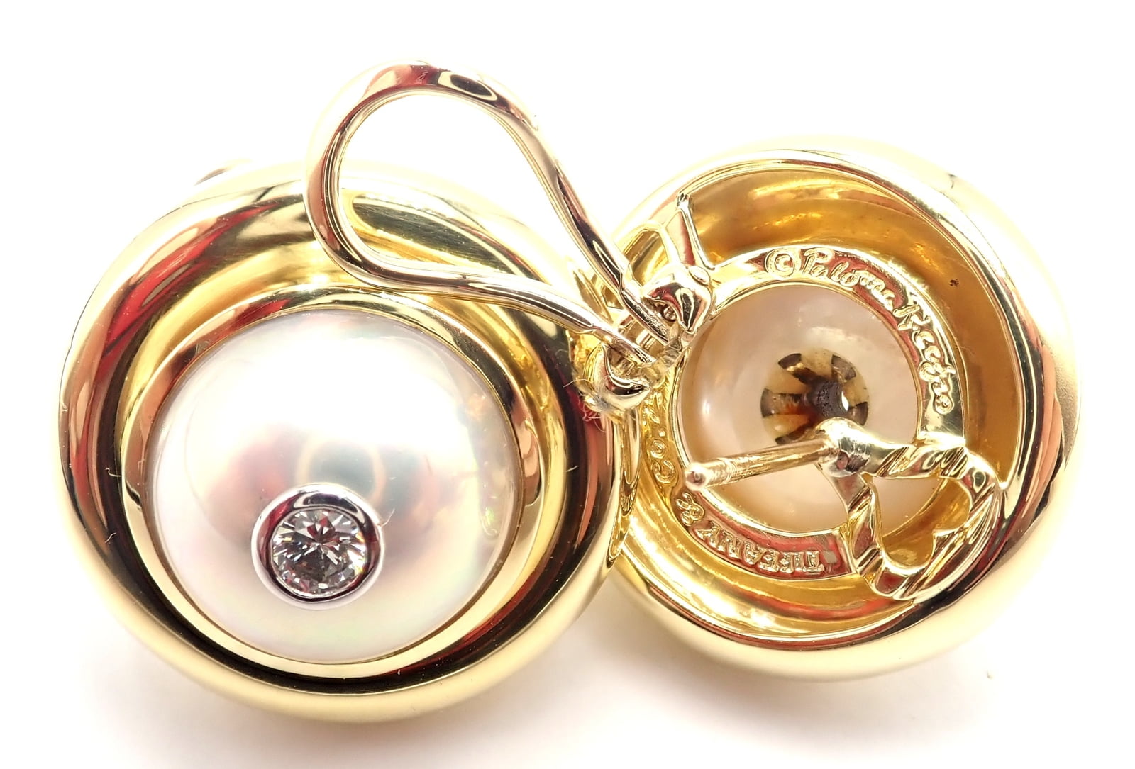 Paloma Picasso for Tiffany & Co. Jewelry & Watches:Fine Jewelry:Earrings Authentic Tiffany & Co Picasso 18k Yellow Gold Diamond Mabe Pearl Earrings Paper