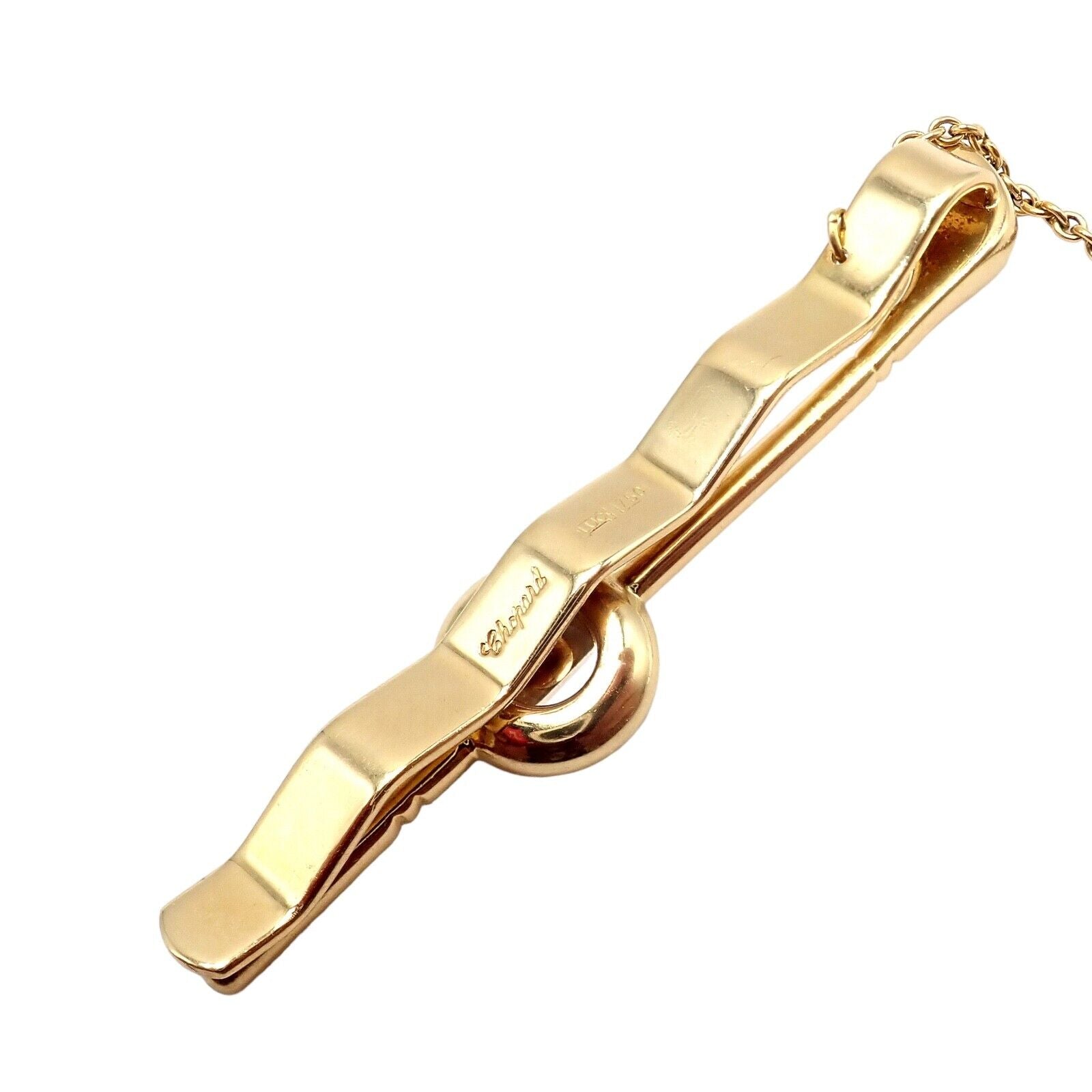 Authentic! Chopard 18k Yellow Gold Happy Diamond Golf Club Tie Clip | Fortrove