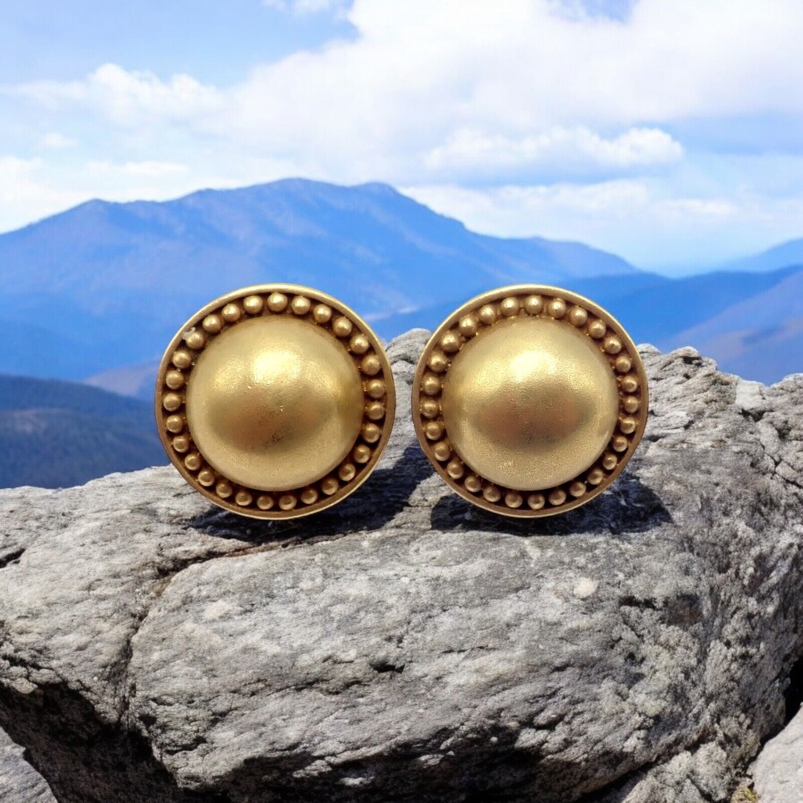 Rare! Vintage Kieselstein Cord 18k Yellow Gold Dome Bead Earrings 1987 | Fortrove