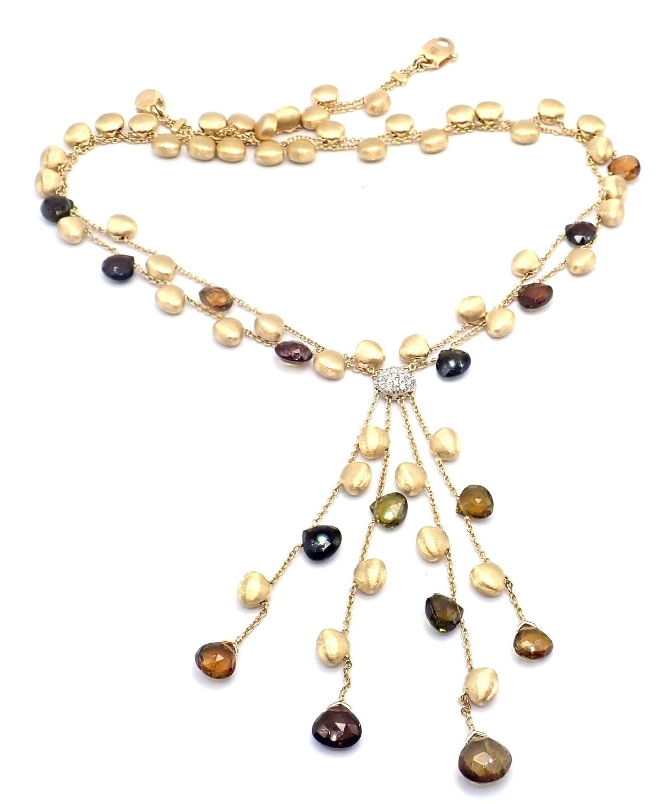 Authentic! Marco Bicego 18k Yellow Gold Confetti Diamond Topaz Tassel Necklace | Fortrove