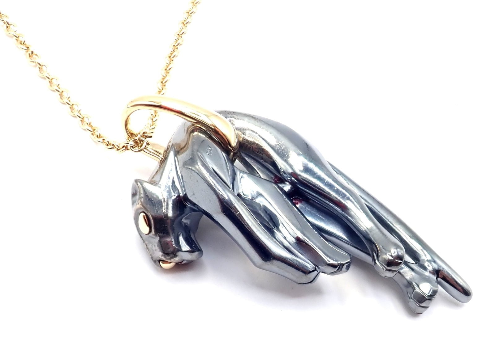 Authentic Panthere de Cartier Panther 18k Yellow Gold & Silverium Necklace Paper | Fortrove