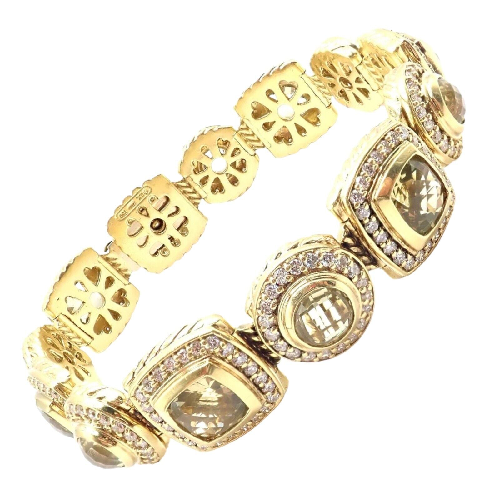 David Yurman Albion 18k Yellow Gold Diamond Lemon Citrine Link Bracelet | Fortrove