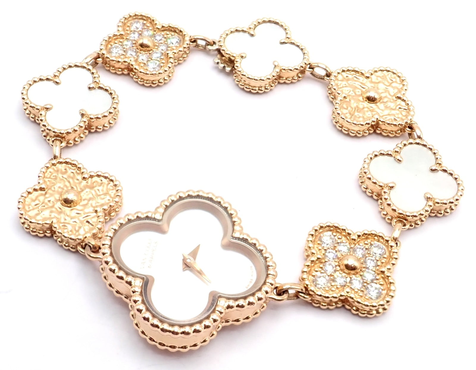 Van Cleef & Arpels Jewelry & Watches:Watches, Parts & Accessories:Watches:Wristwatches Authentic! Van Cleef & Arpels Vintage Diamond MOP Sweet Alhambra 18k Gold Watch