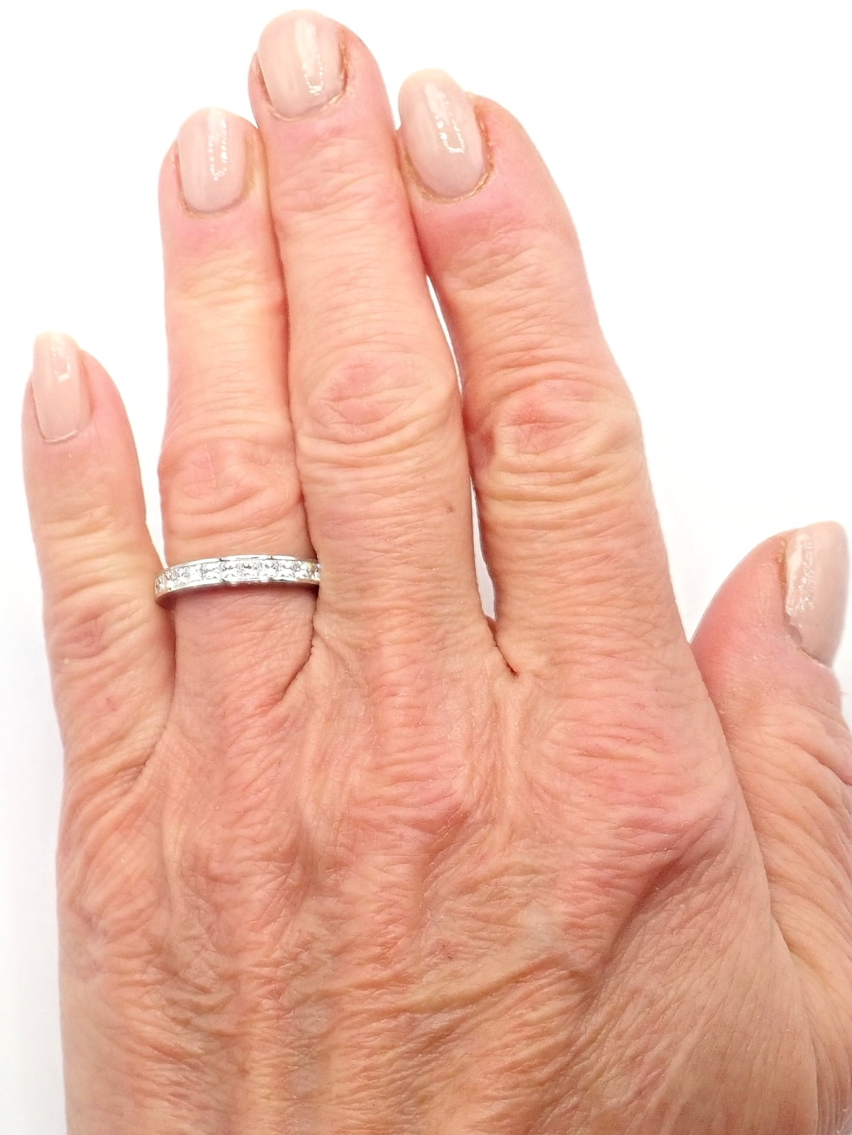 Cartier Jewelry & Watches:Fine Jewelry:Rings Cartier Platinum Princess Cut Diamond Eternity Band Ring Size 53 US 6.75 Paper