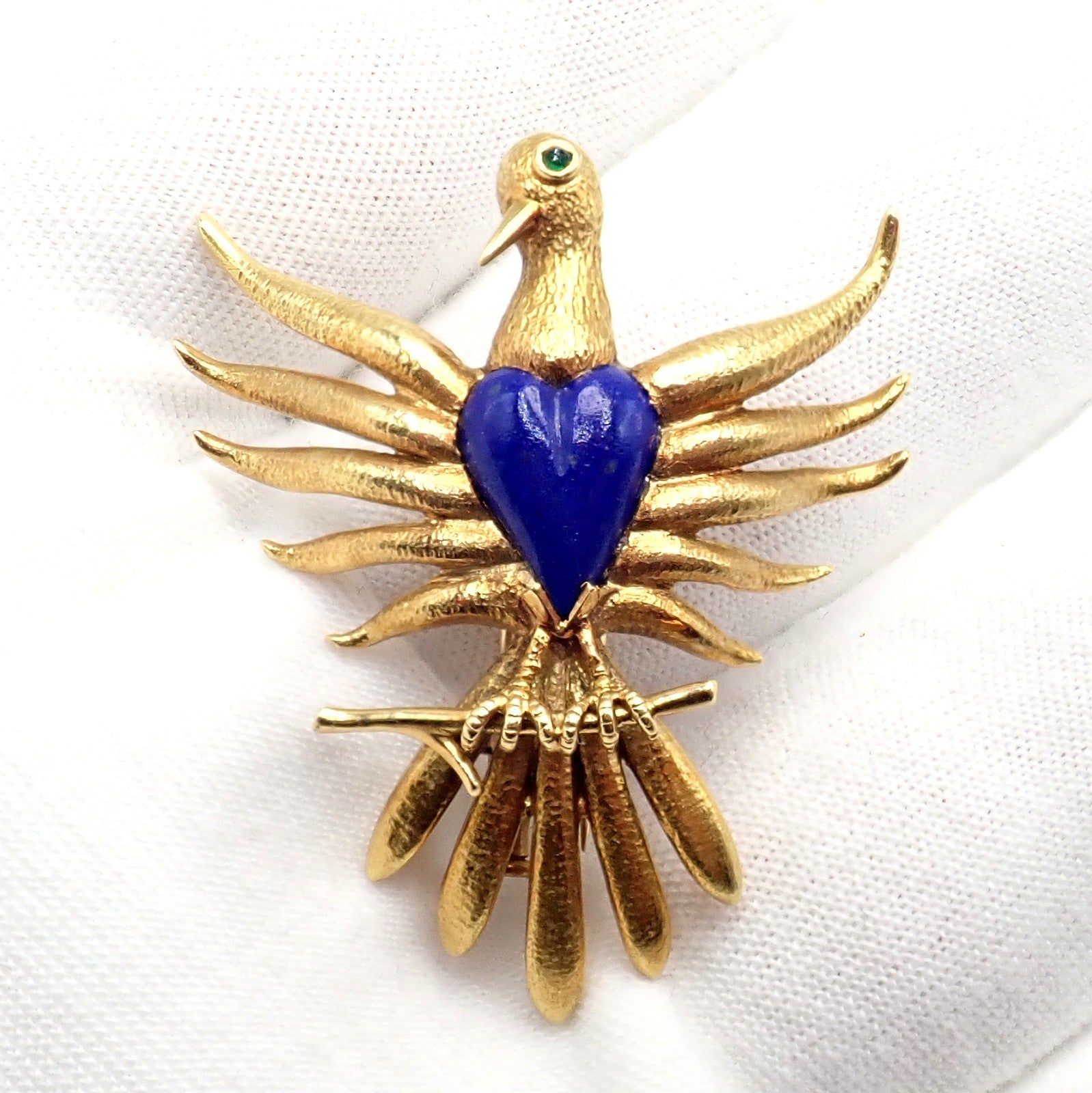 Rare! Tiffany & Co Schlumberger 18k Yellow Gold Lapis Phoenix Brooch Pin 1960's | Fortrove