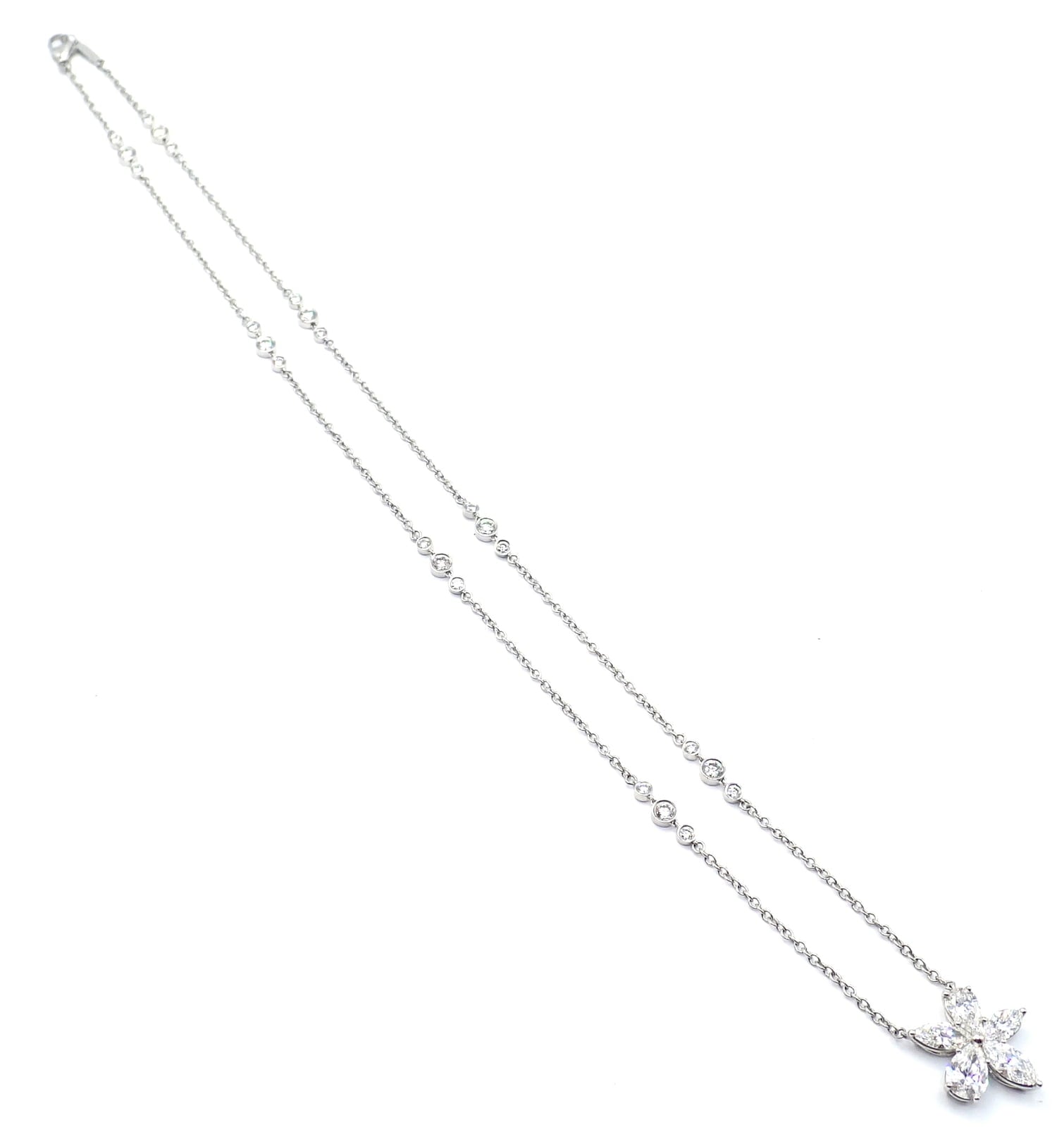 Tiffany & Co. Jewelry & Watches:Fine Jewelry:Necklaces & Pendants Authentic! Tiffany & Co Victoria Platinum Diamond Mixed Cluster Pendant Necklace