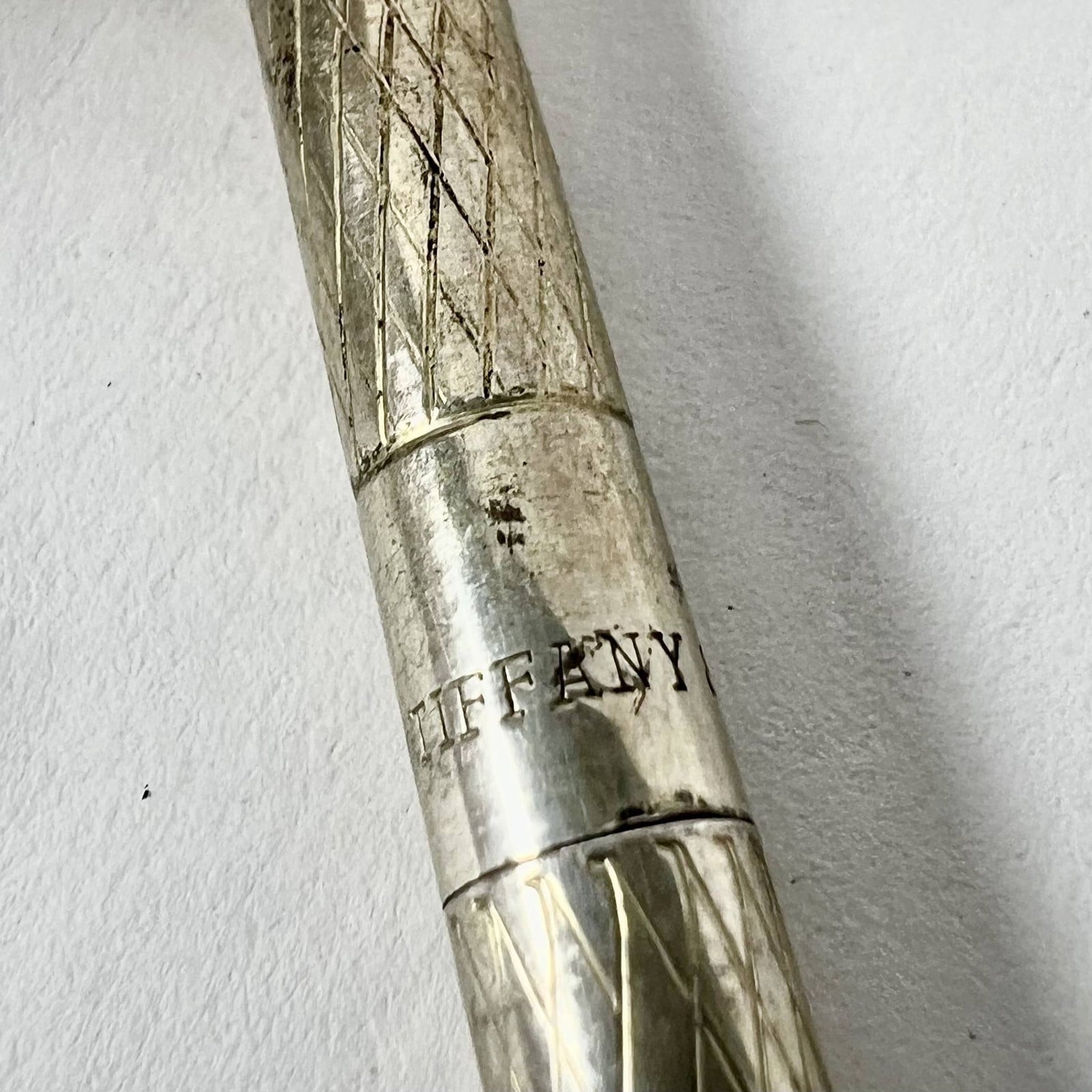 Tiffany & Co. Collectibles:Pens & Writing Instruments:Pens:Ballpoint Pens:Other Collectible Ballpoint Tiffany & Co. Diamond-Textured Sterling Silver Ballpoint Pen