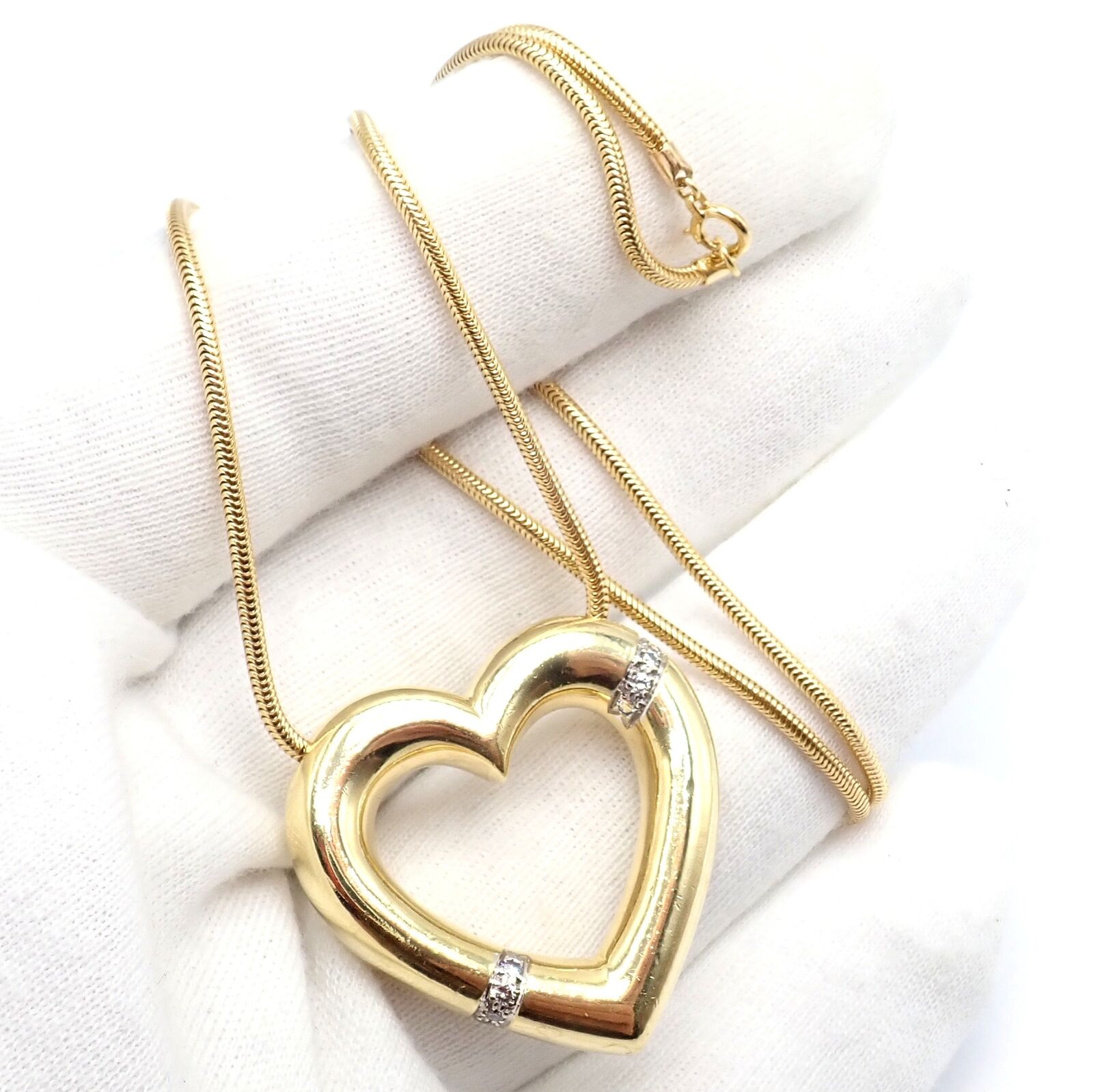 Vintage Tiffany & Co Picasso 18k Yellow Gold Diamond Large Heart Necklace | Fortrove