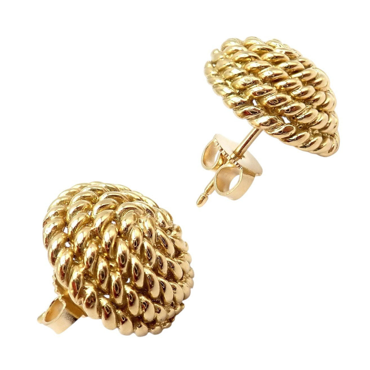 Tiffany & Co. Jewelry & Watches:Fine Jewelry:Earrings Authentic! Tiffany & Co 18k Yellow Gold Rope Coil Vintage Stud Earrings