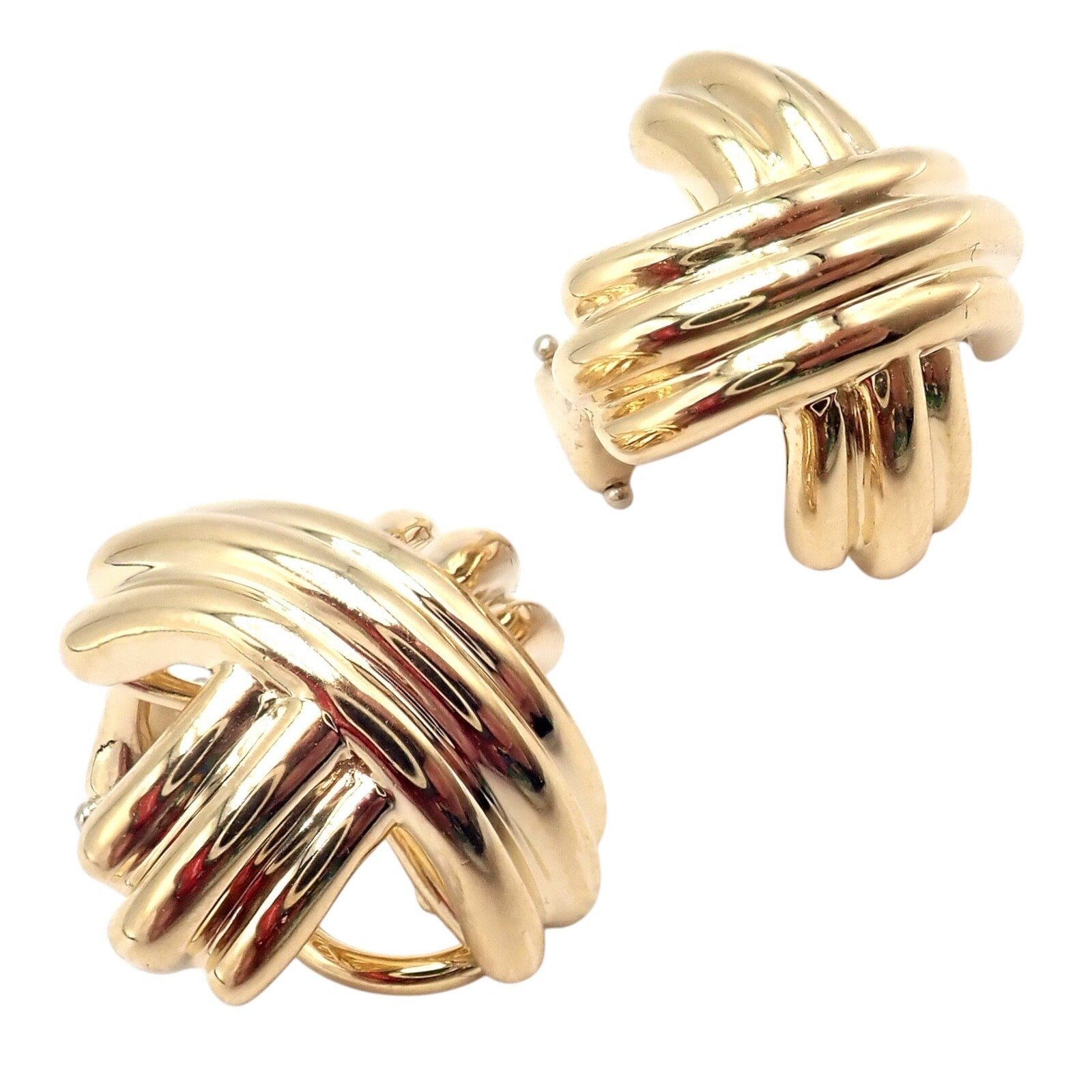 Authentic! Vintage Tiffany & Co X Kiss 18k Yellow Gold Medium Earrings | Fortrove