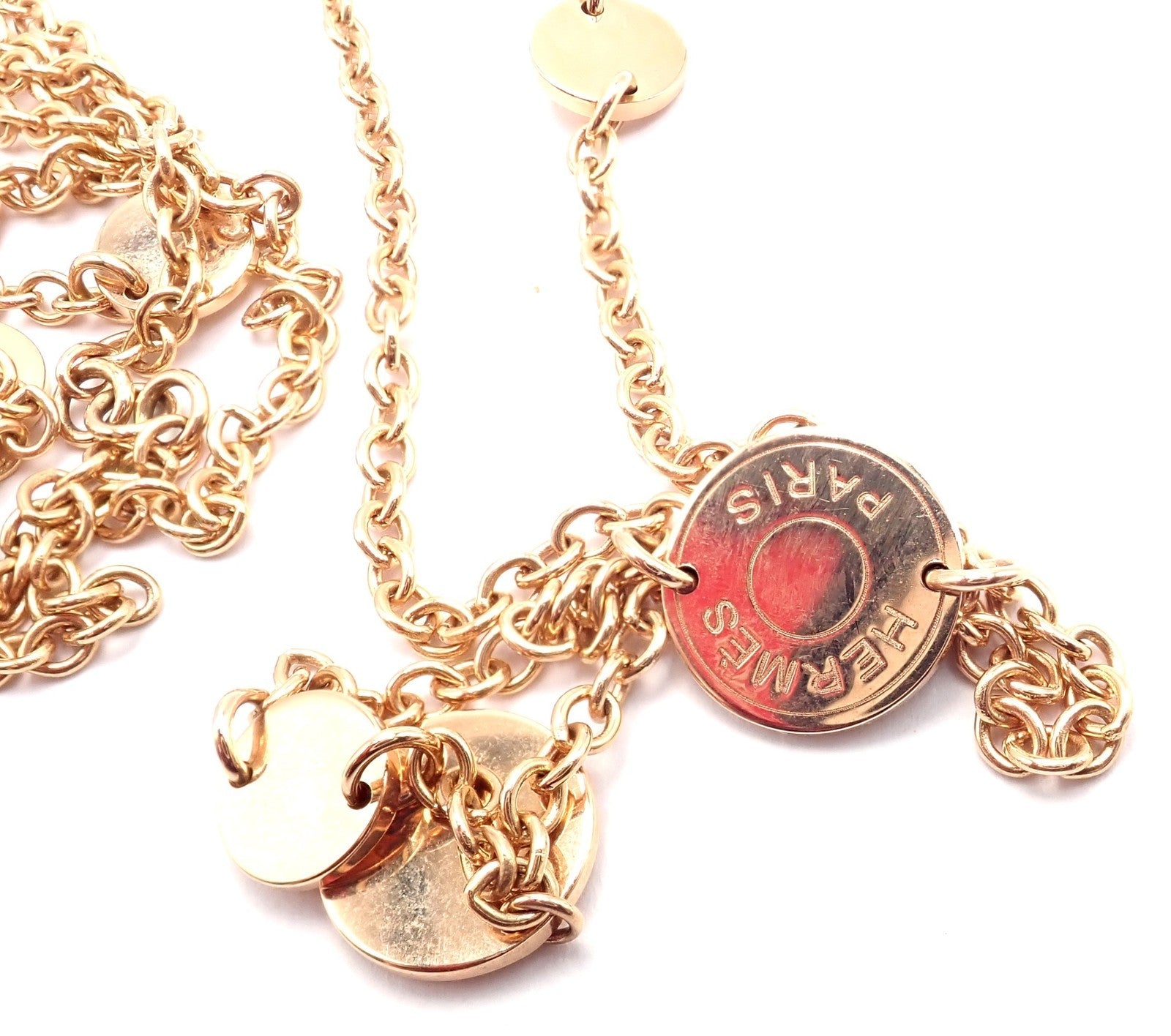 Authentic! Hermes Confetti 18k Rose Gold 42" Long Link Chain Necklace | Fortrove