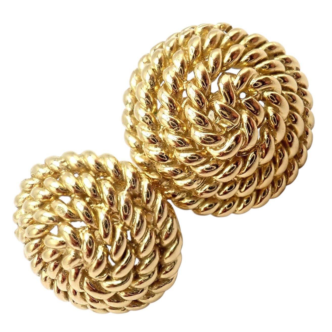Authentic! Tiffany & Co 18k Yellow Gold Rope Coil Vintage Earrings | Fortrove