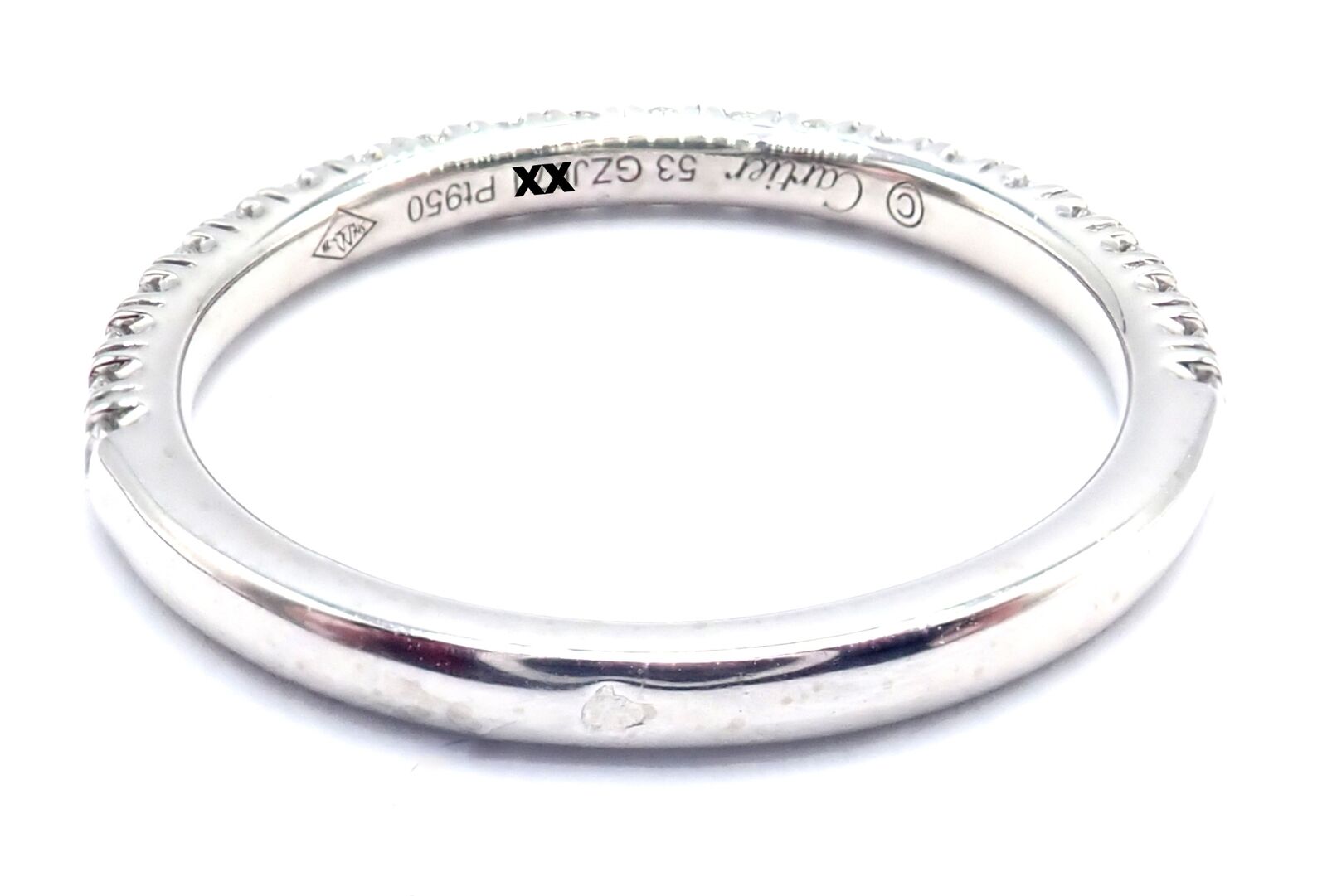 Authentic! Cartier Etincelle Platinum Diamond Band Ring Size 53 US 6 1/4 | Fortrove