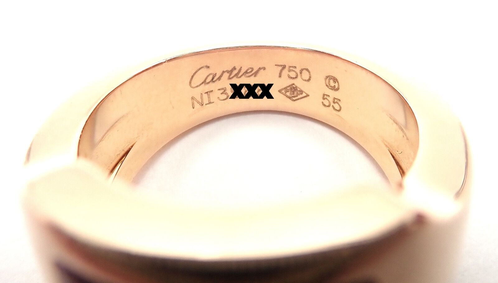 Authentic! Cartier 18k Rose Gold Santos Dumont Bull Eye Quartz Ring Certificate | Fortrove